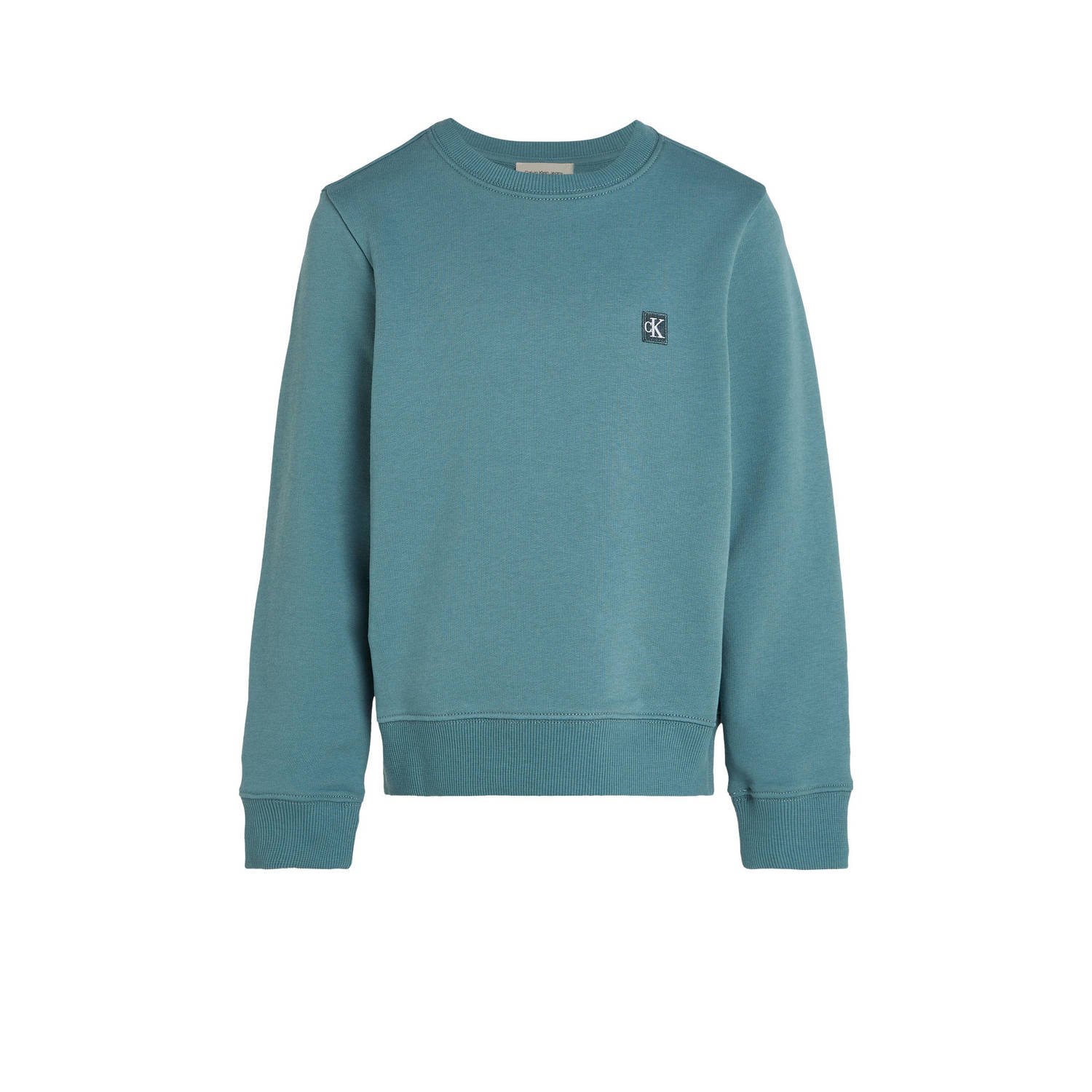 Calvin Klein sweater met logo zeeblauw Katoen Ronde hals 164