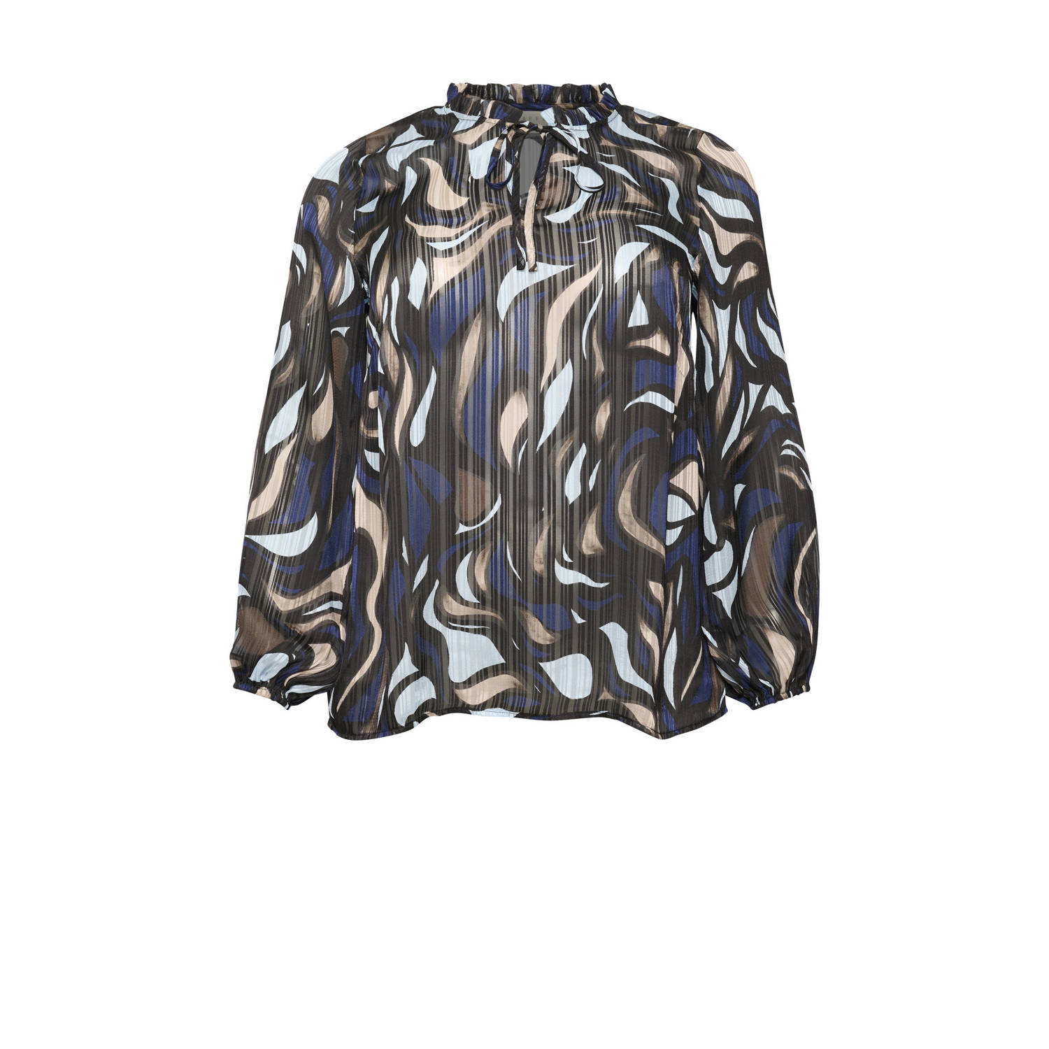 Kaffe Curve top KCmarga zwart blauw zand