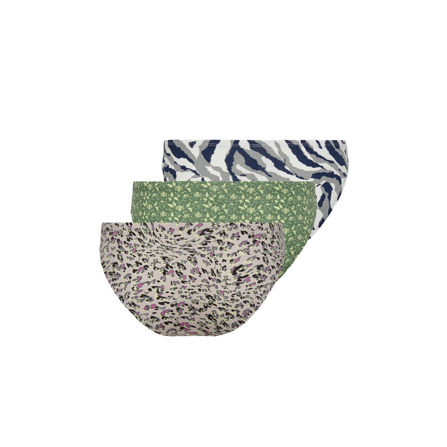 ONLY slip ONLLIGA (set van 3) roze groen grijs