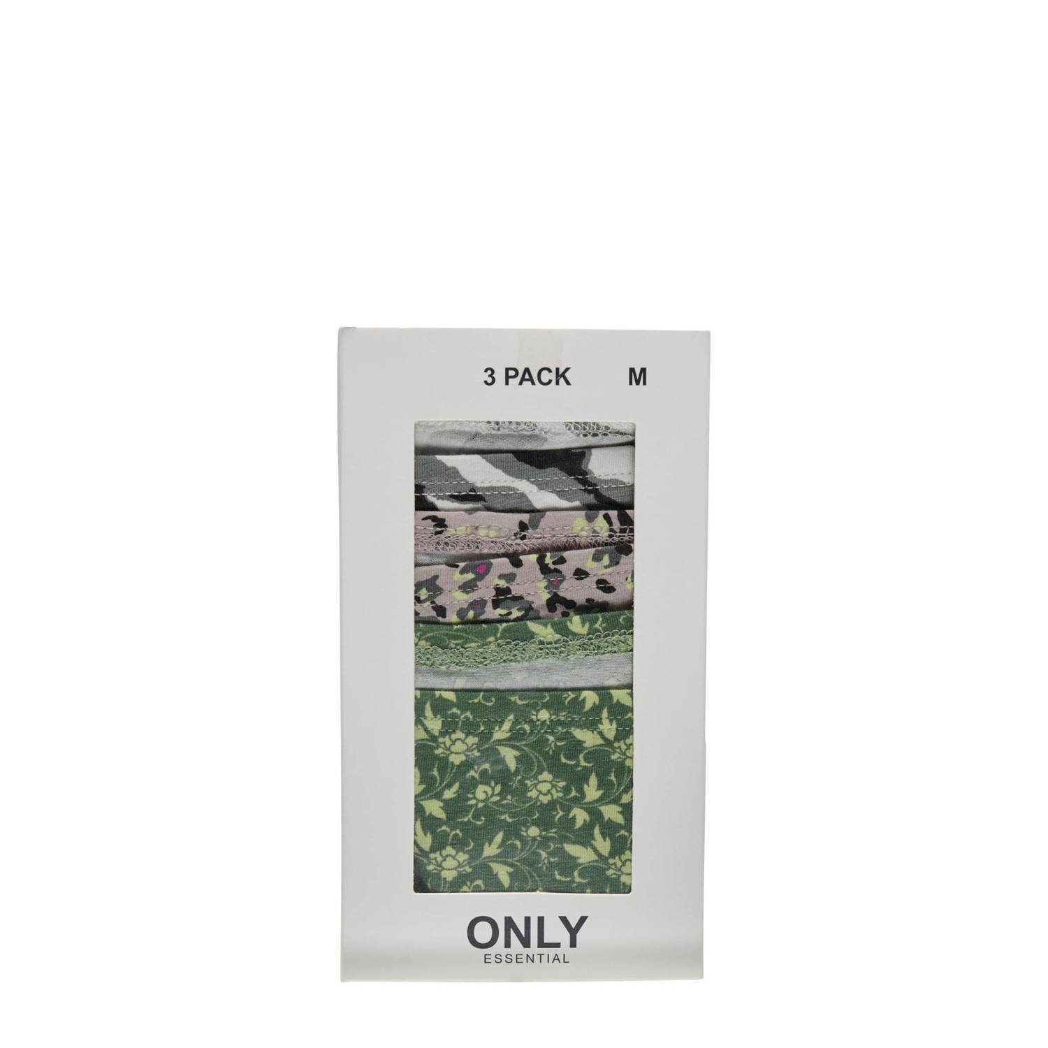 ONLY slip ONLLIGA (set van 3) roze groen grijs