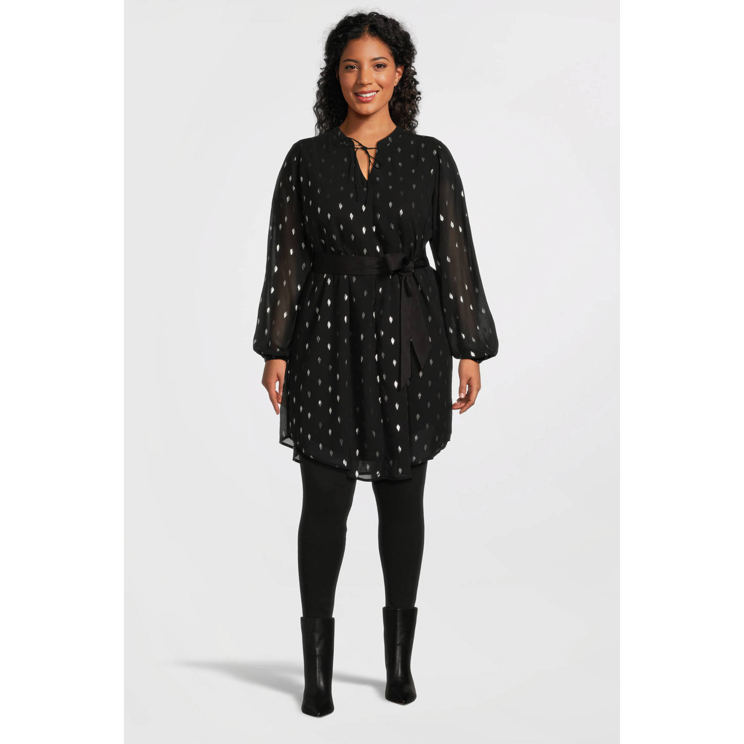 GREAT LOOKS tuniekjurk met zilveren all over foil print