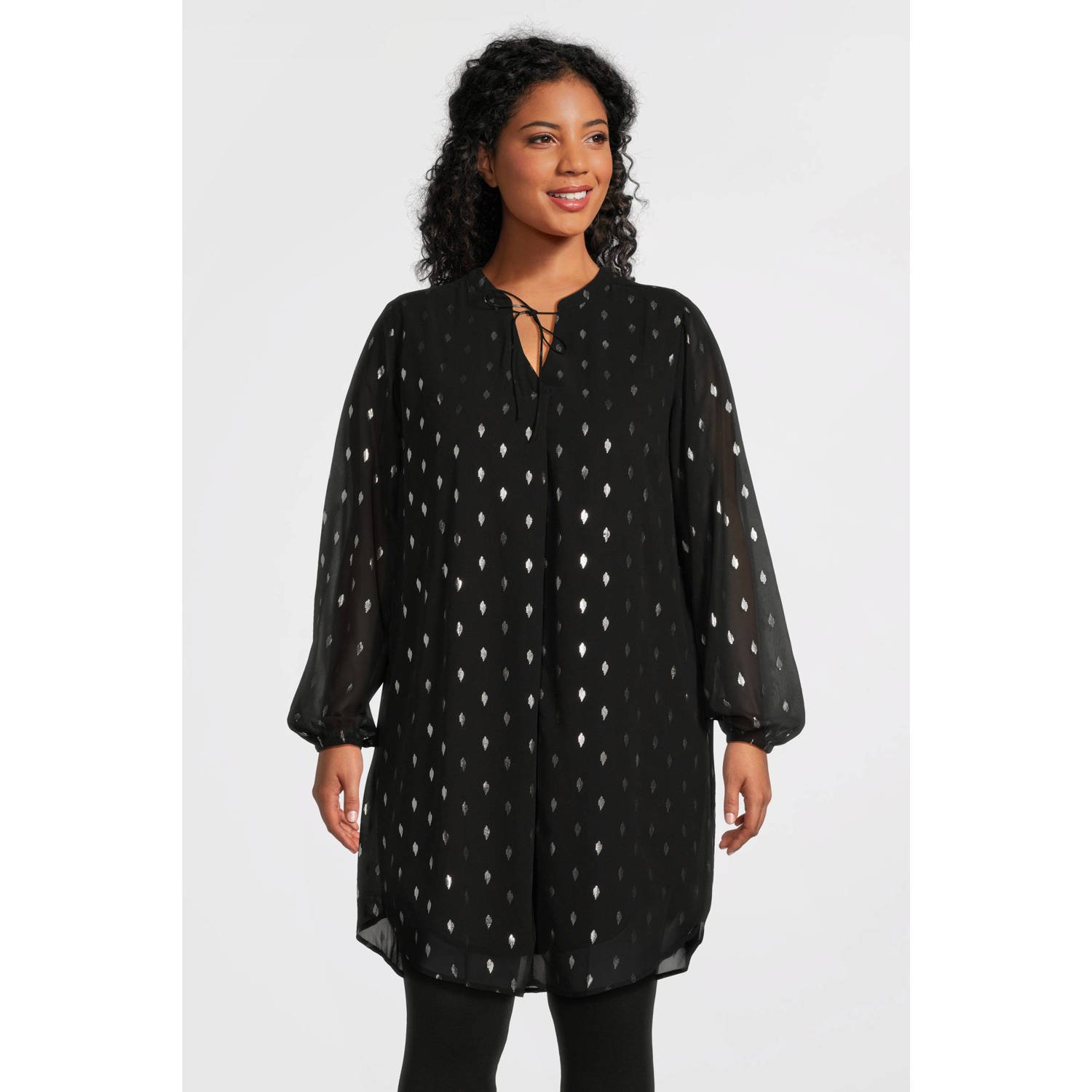 GREAT LOOKS tuniekjurk met zilveren all over foil print