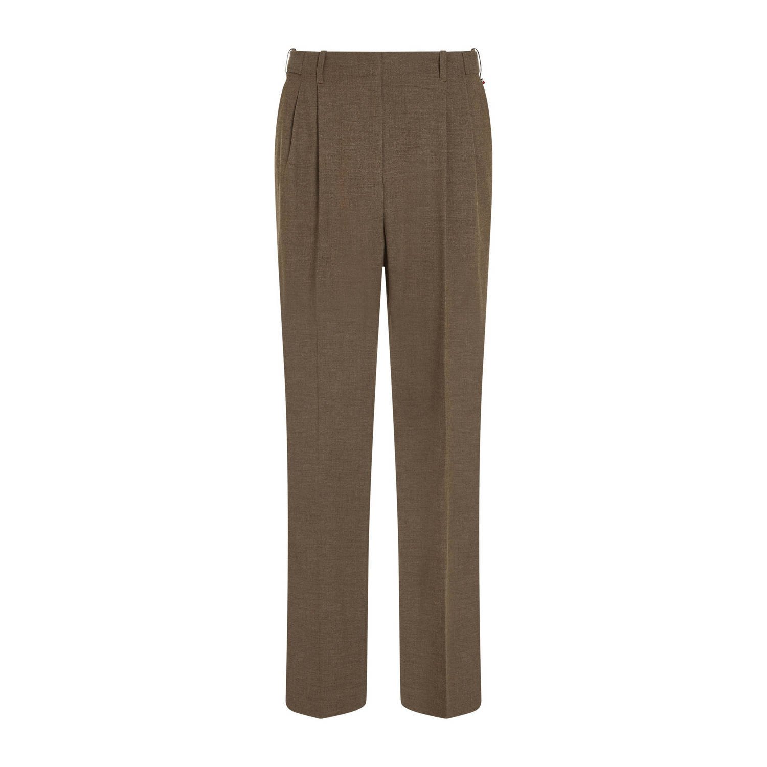 Tommy Hilfiger gemêleerde high waist straight fit pantalon bruin