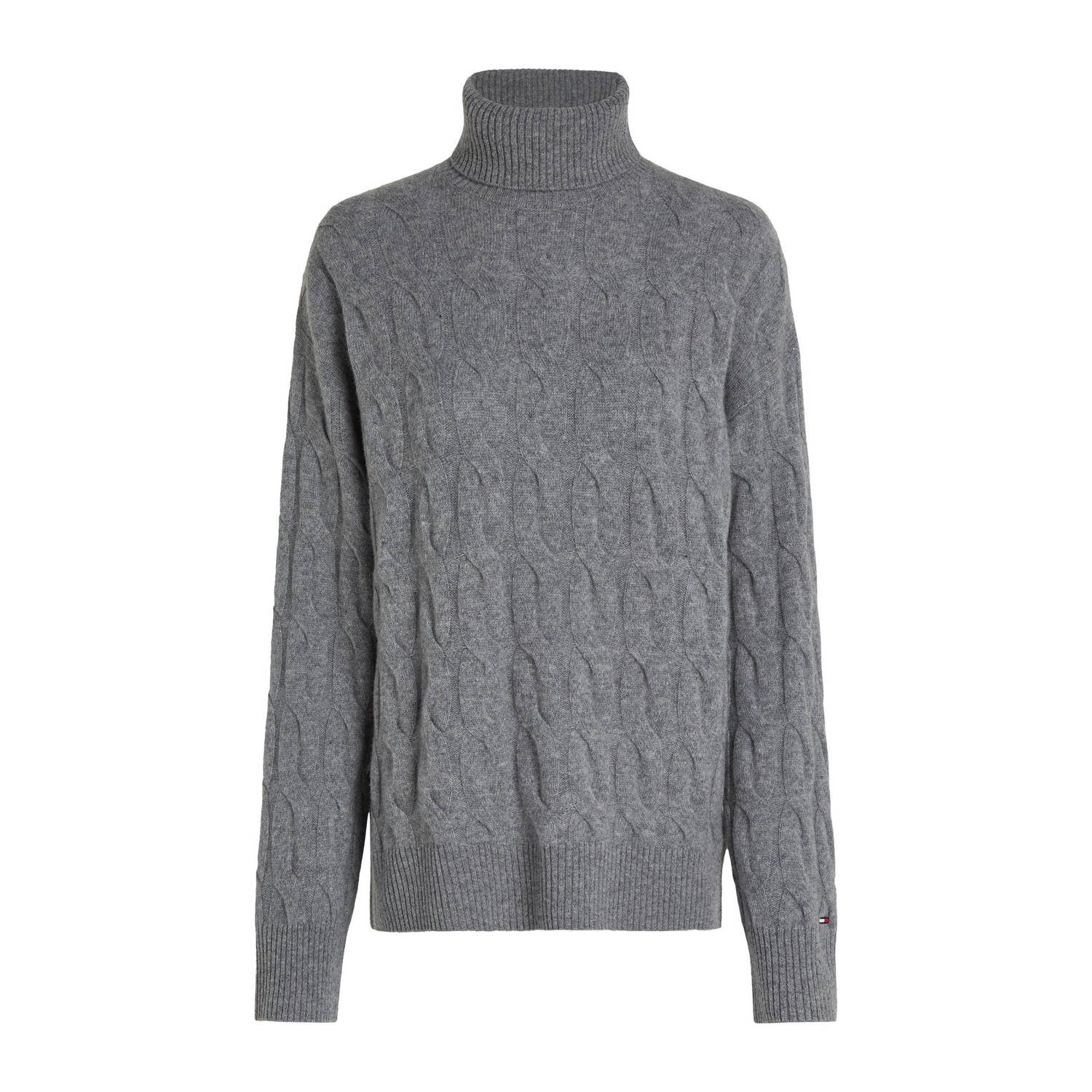 TOMMY HILFIGER Dames Truien & Vesten Soft Wool Cable Roll-nk Sweater Grijs