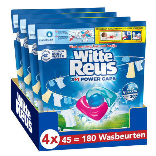 Witte Reus Witte Reus 3+1 Power Caps - voordeelverpakking - 4 x 45 wasbeurten - 180 wasbeurten afbeelding