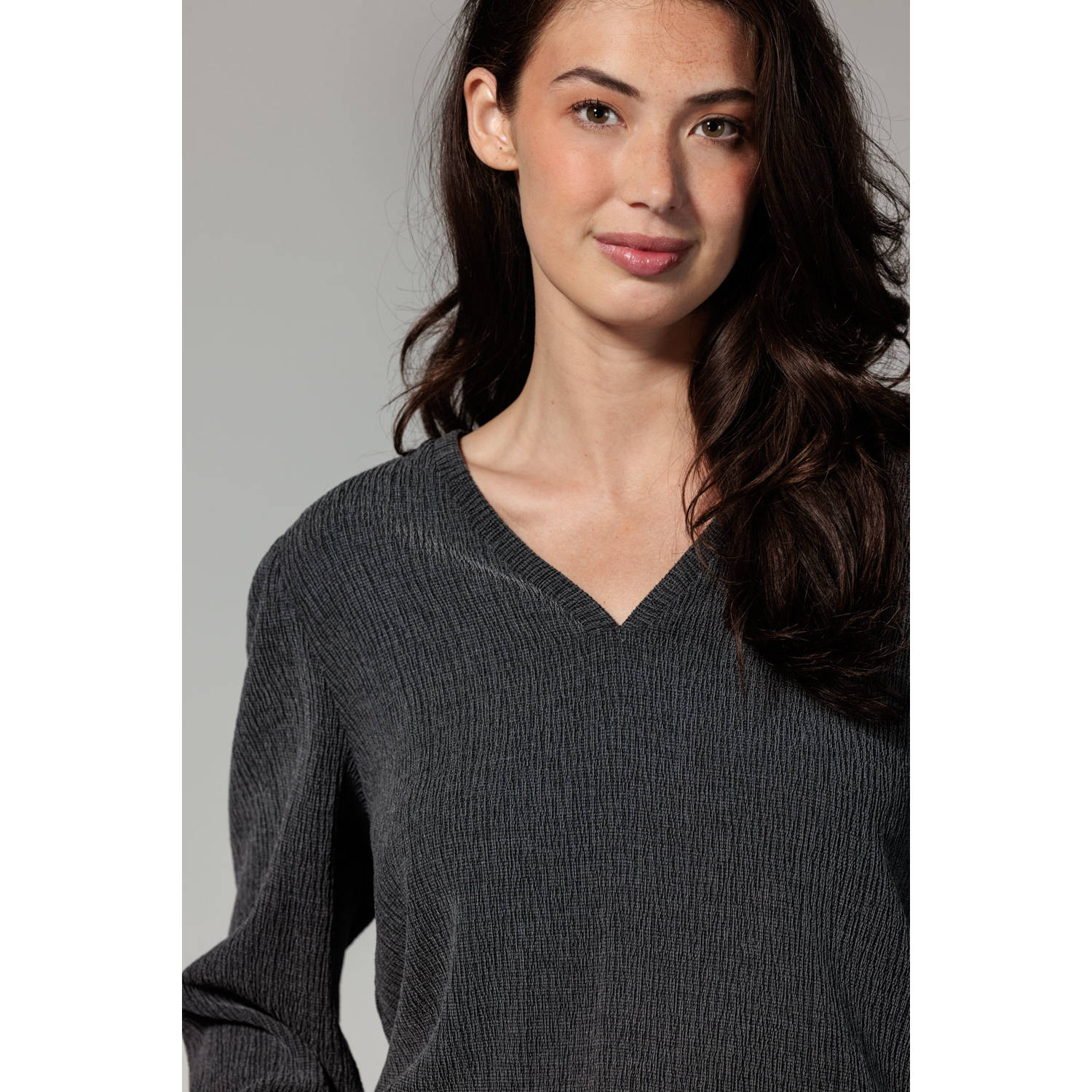 Tramontana top met textuur antraciet