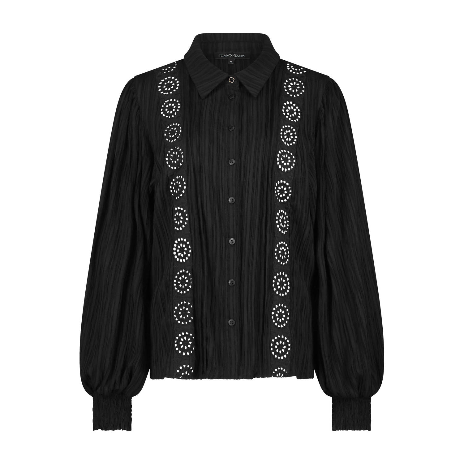 Tramontana Blouse met kant en lange mouwen Black Dames