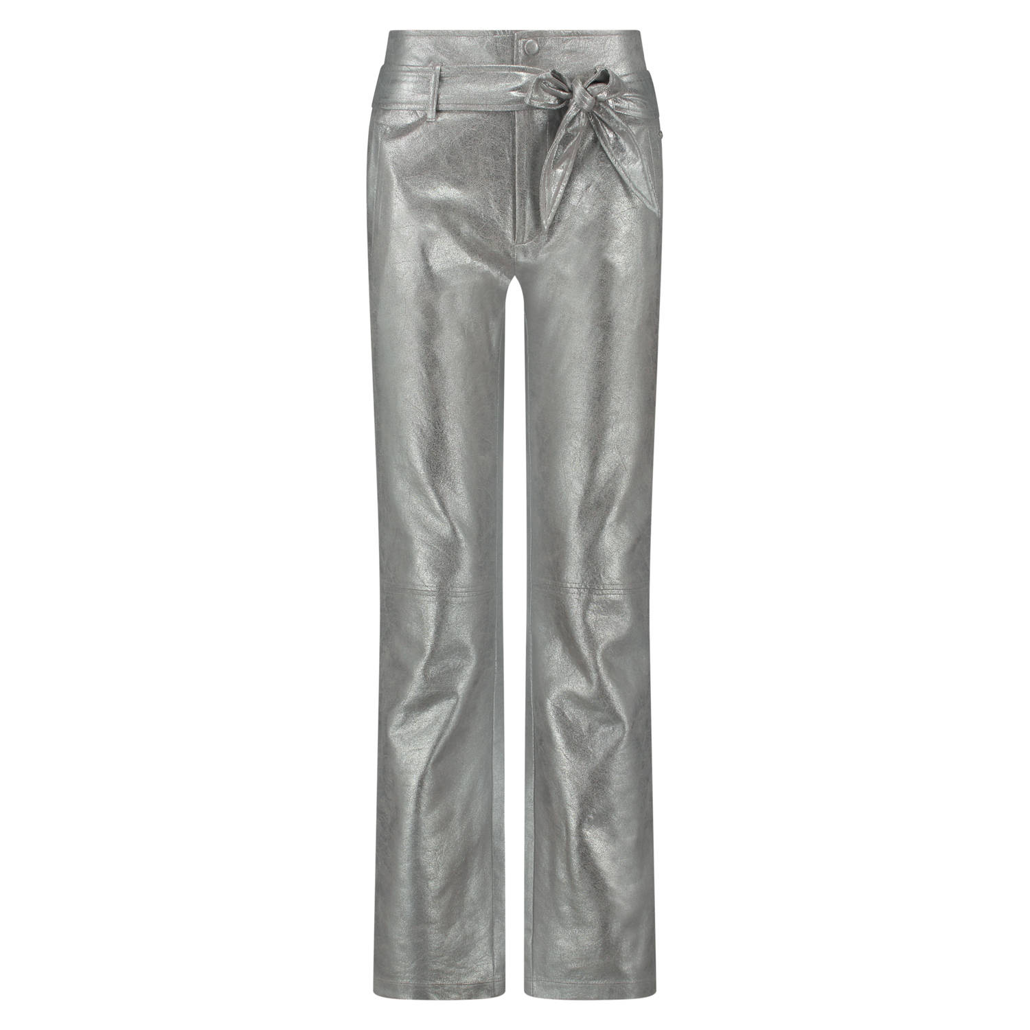 Tramontana coated high waist slim fit broek zilver