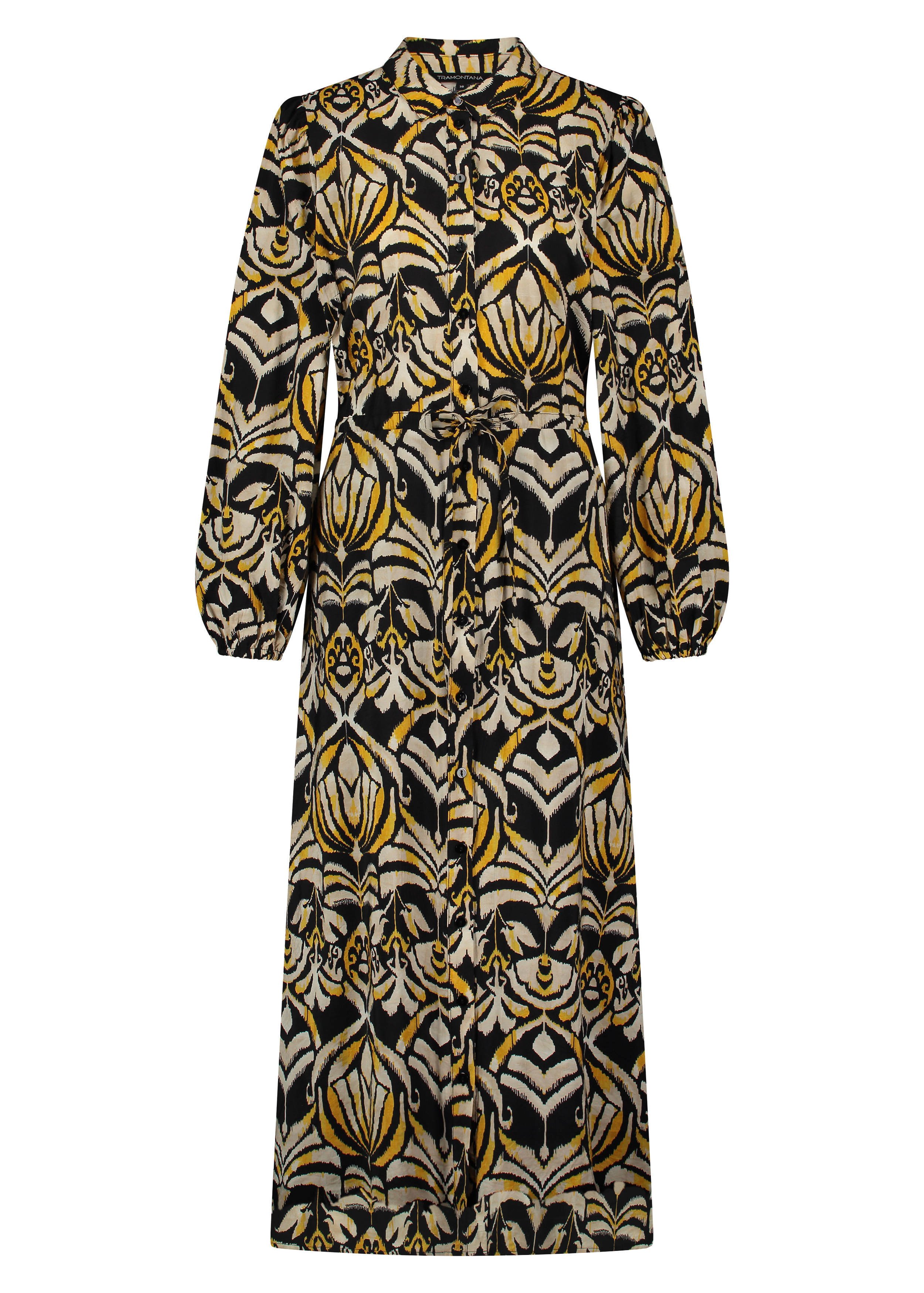 Tramontana blousejurk met all over print zwart ecru geel wehkamp