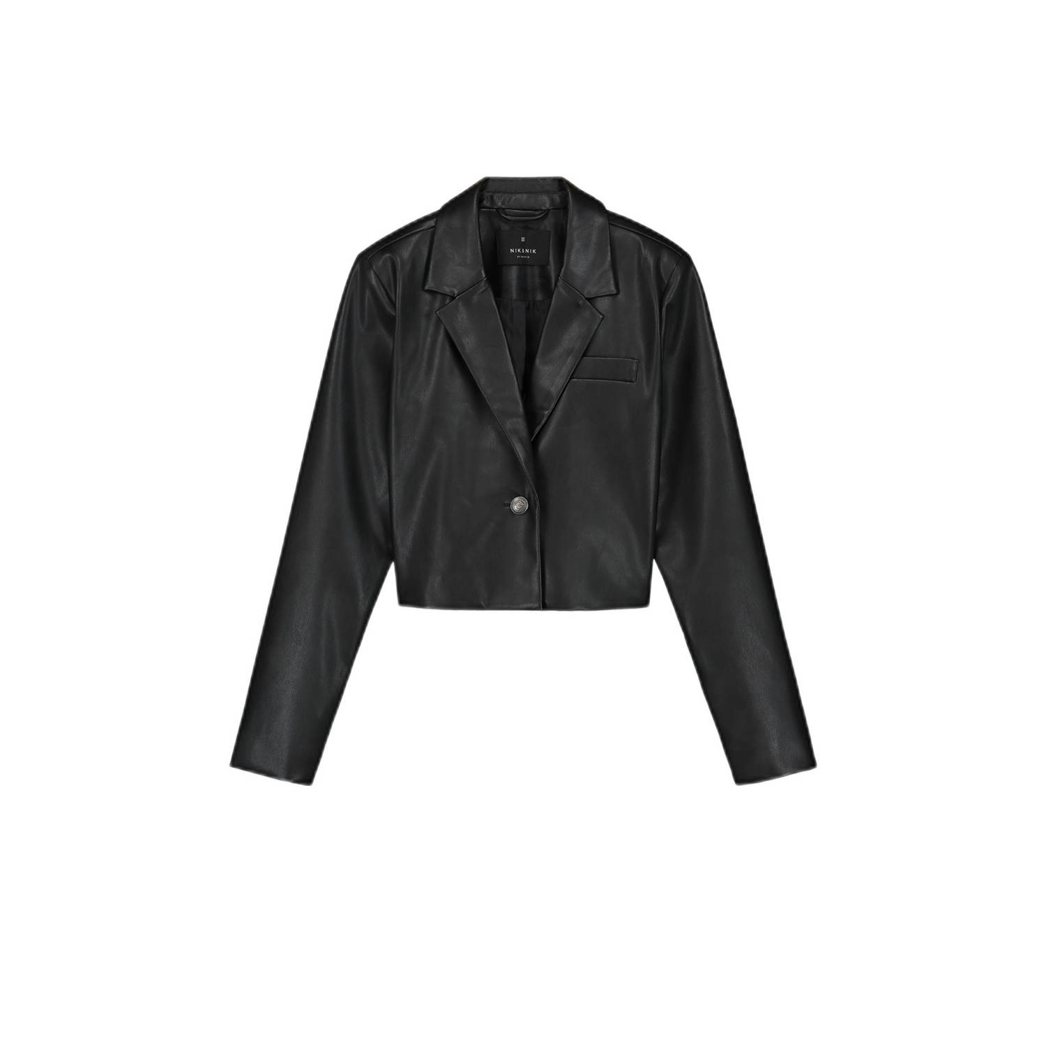 NIK&NIK imitatieleren blazer Lana zwart