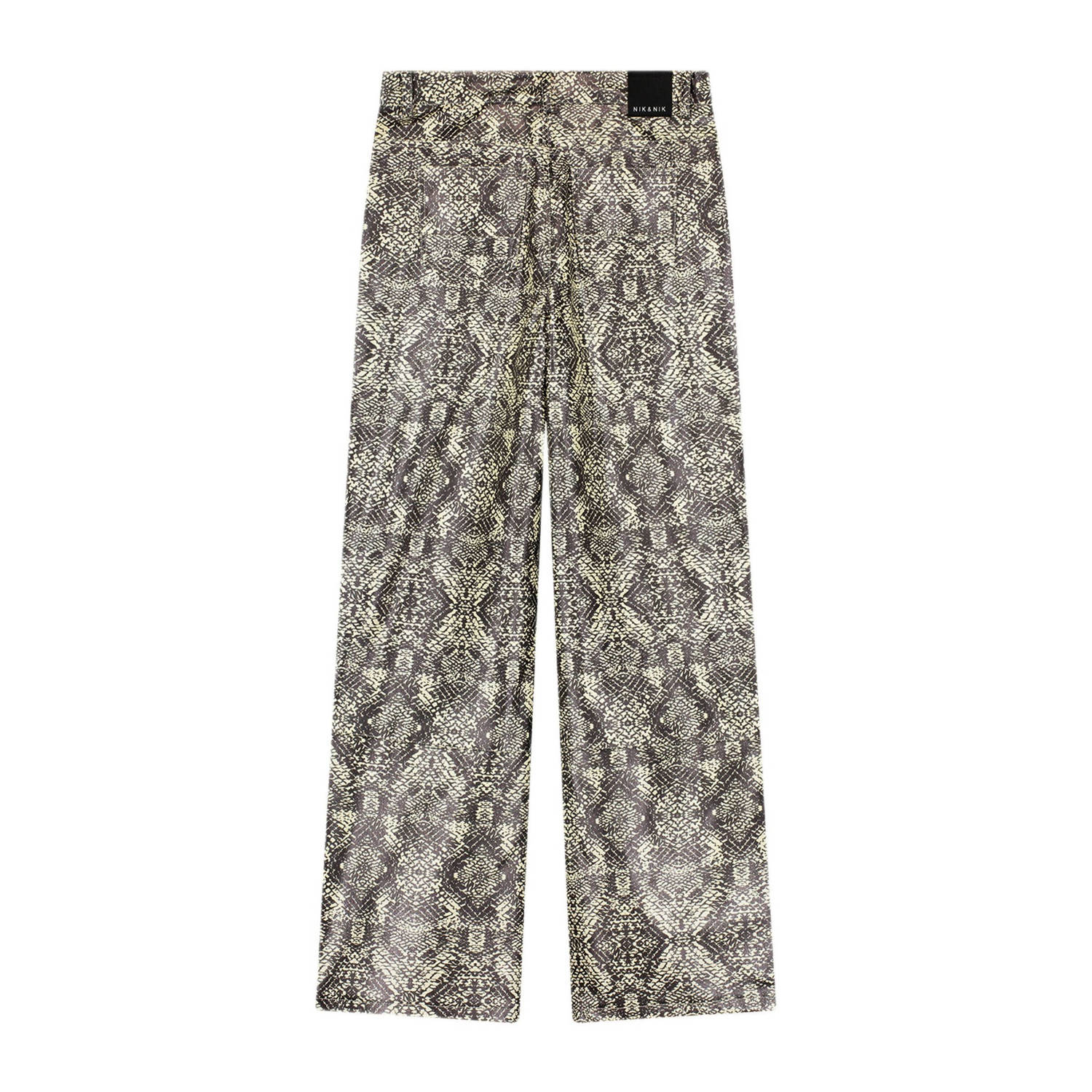 NIK&NIK imitatieleren broek Snakeskin met dierenprint ecru zwart