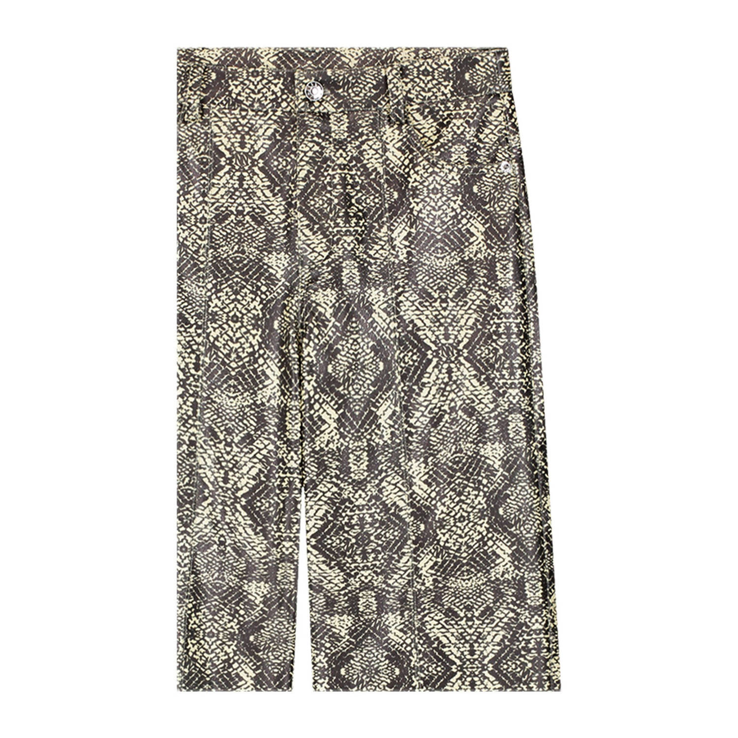 NIK&NIK imitatieleren broek Snakeskin met dierenprint ecru zwart