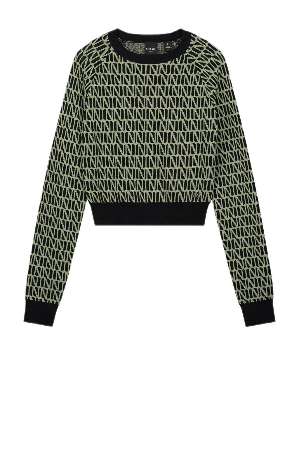 Groen en zwarte meisjes NIK&NIK pullover van viscose met lange mouwen en ronde hals