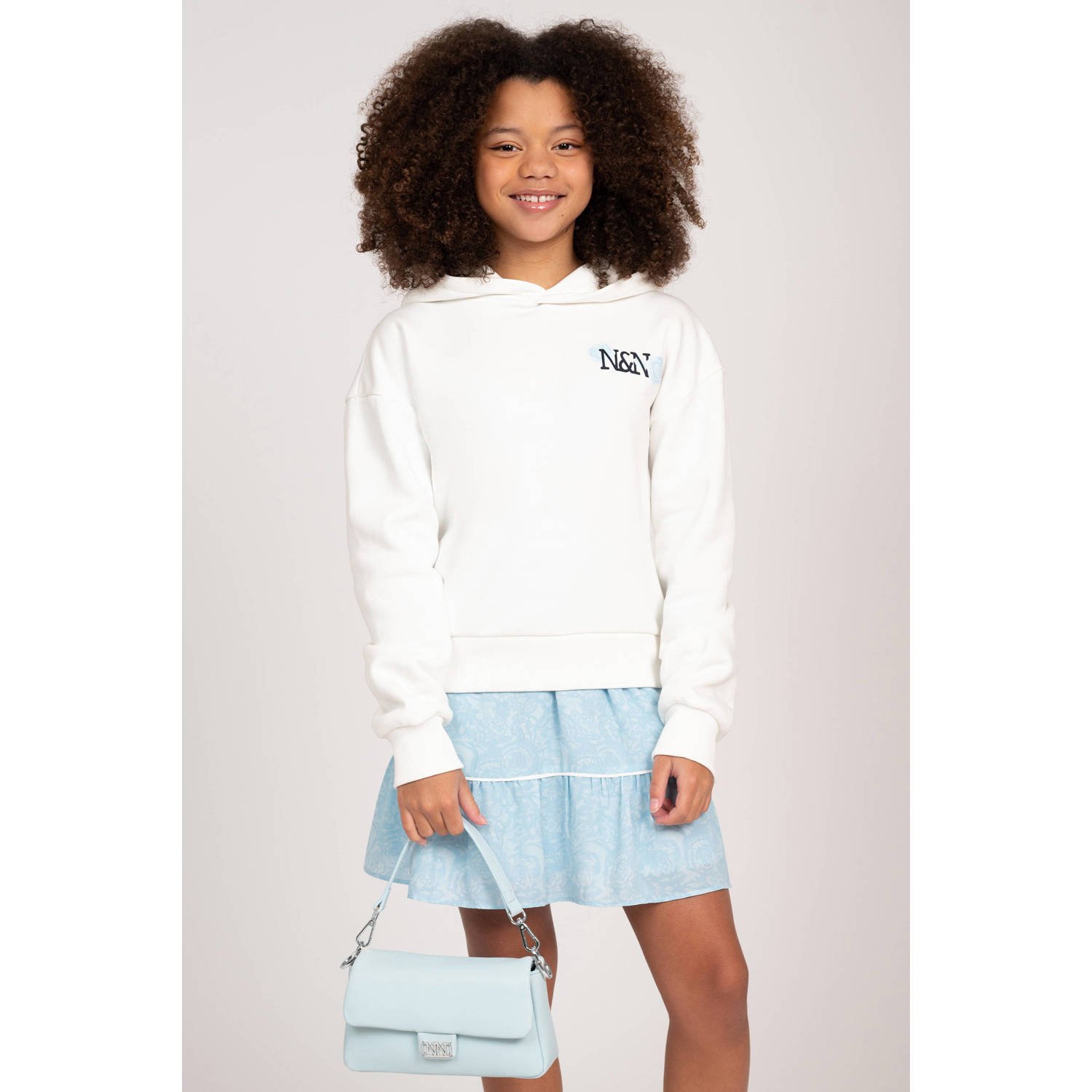 NIK&NIK hoodie Lacie met backprint offwhite Sweater Wit Backprint 152