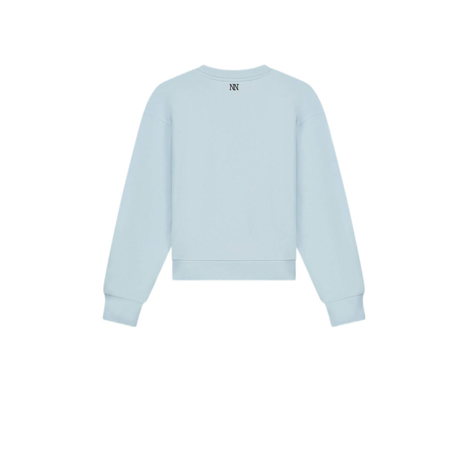 NIK&NIK sweater Blossom met tekst lichtblauw zwart