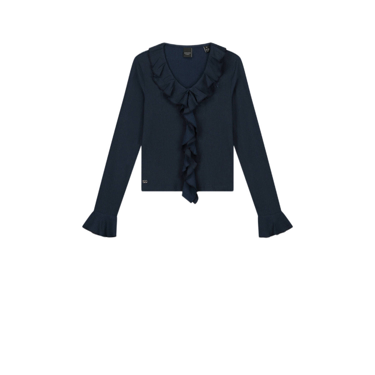 NIK&NIK top Vonda donkerblauw Meisjes Polyester V-hals Effen 176