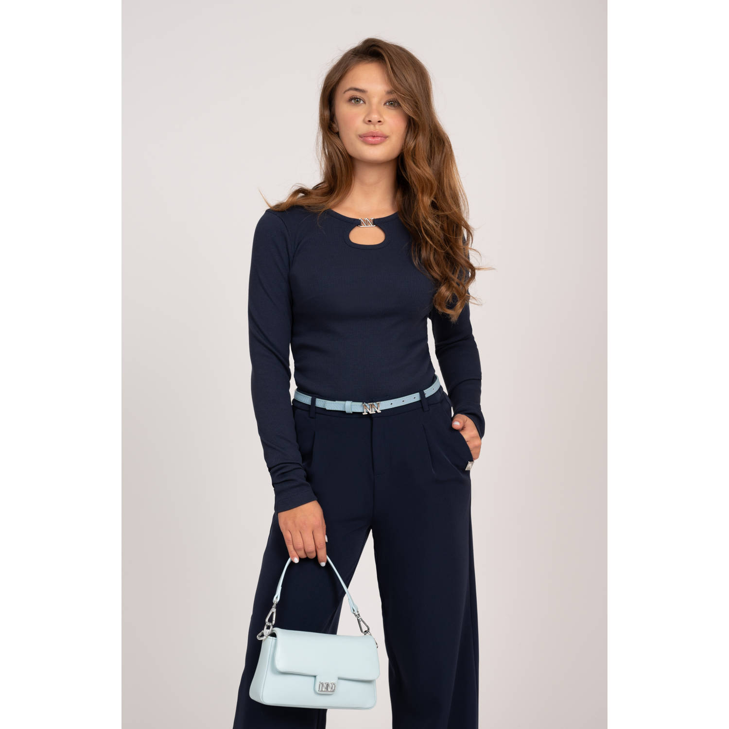 NIK&NIK ribgebreide top Presley donkerblauw