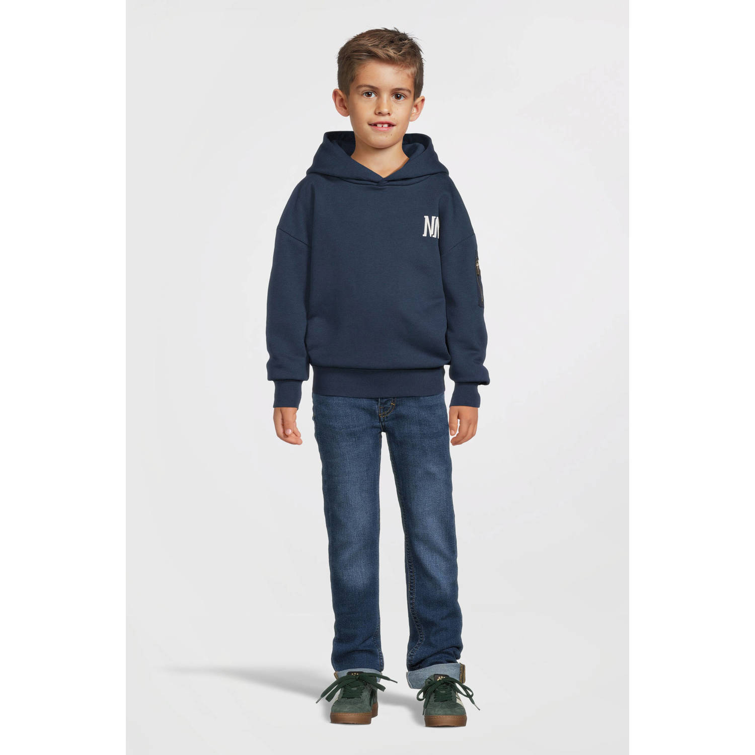 NIK&NIK hoodie Houston met printopdruk donkerblauw