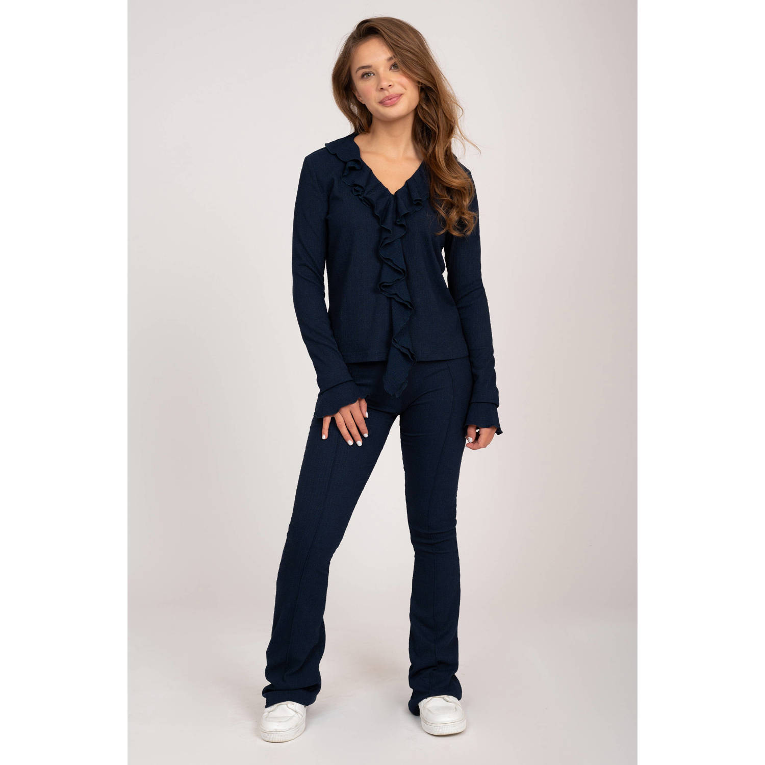 NIK&NIK flared broek Vonda donkerblauw