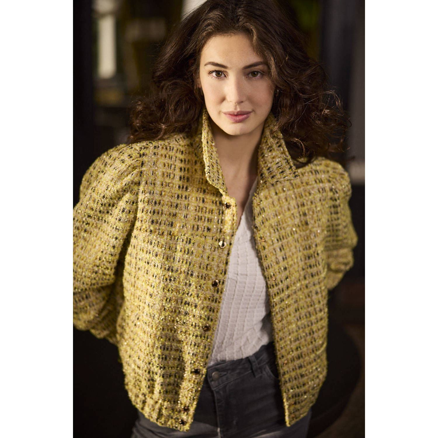 Tramontana tweed jasje geel