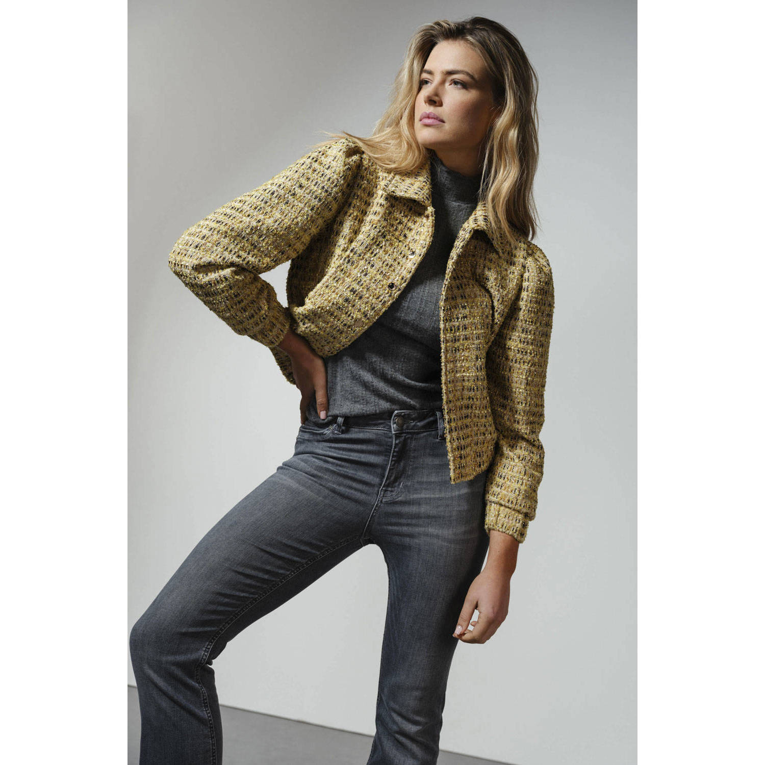 Tramontana tweed jasje geel