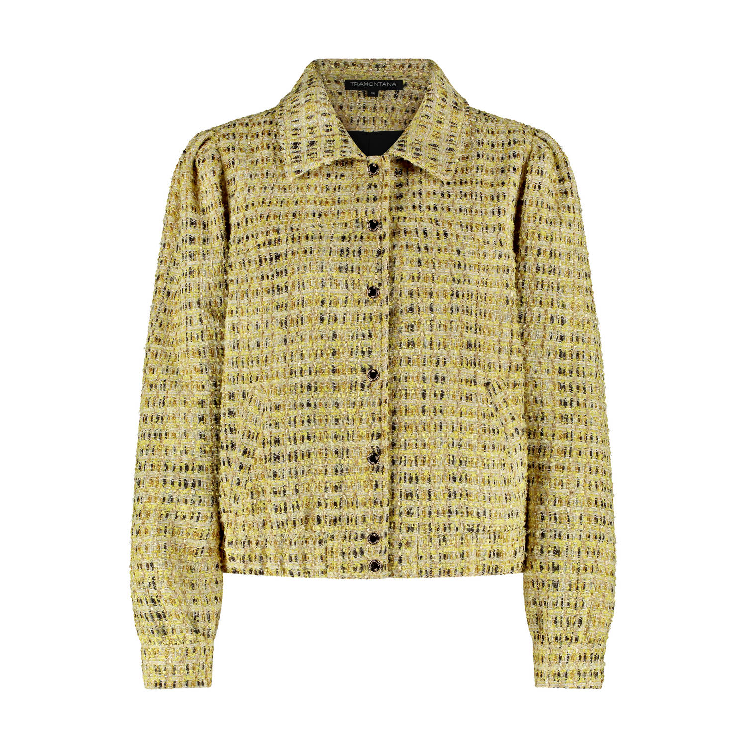 Tramontana Stijlvolle Tweed Jas Yellow Dames
