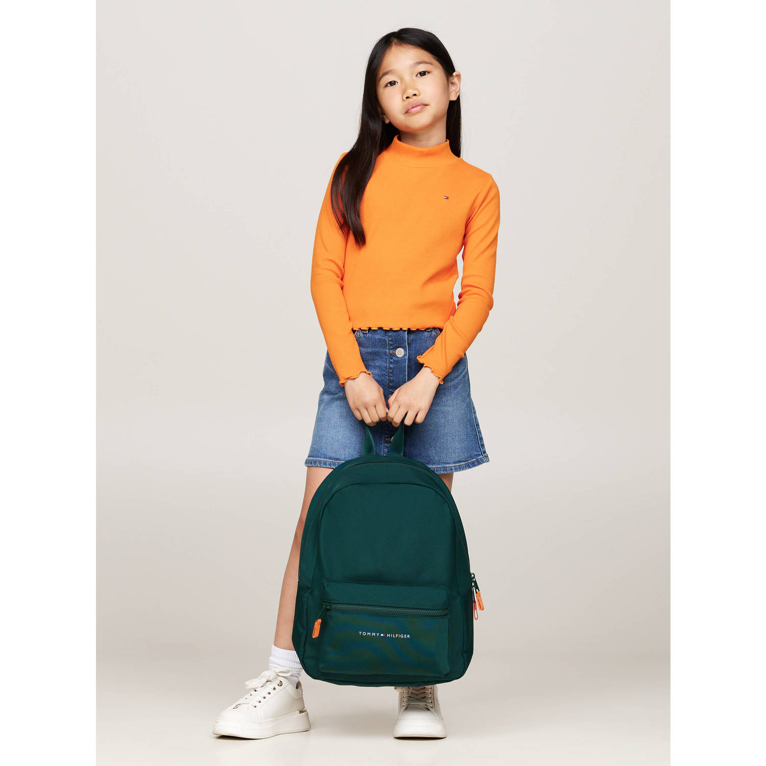 Tommy Hilfiger rugzak met logo donkergroen oranje