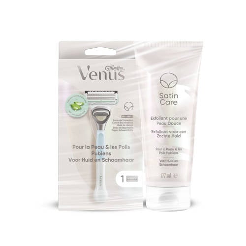 Wehkamp Gillette Venus set - scheermes + 1 scheermesje + Satin Care exfoliant 177 ml (voor huid en schaamhaar) aanbieding