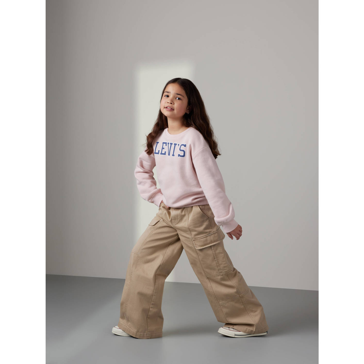 Levi's Kids sweater ELASTIC met tekst lichtroze