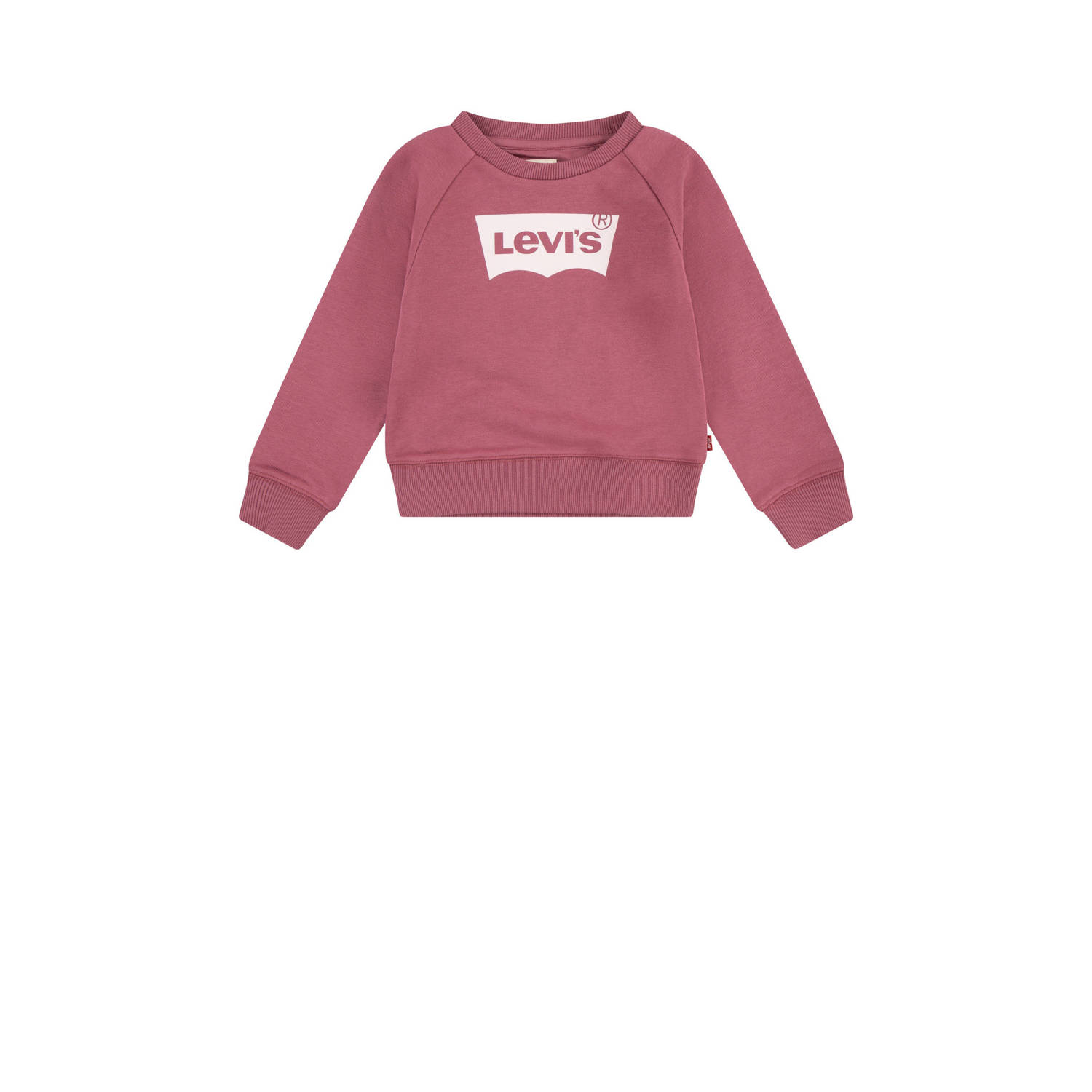 Levis Levi's Kids sweater Batwing met logo donkerroze Logo 128