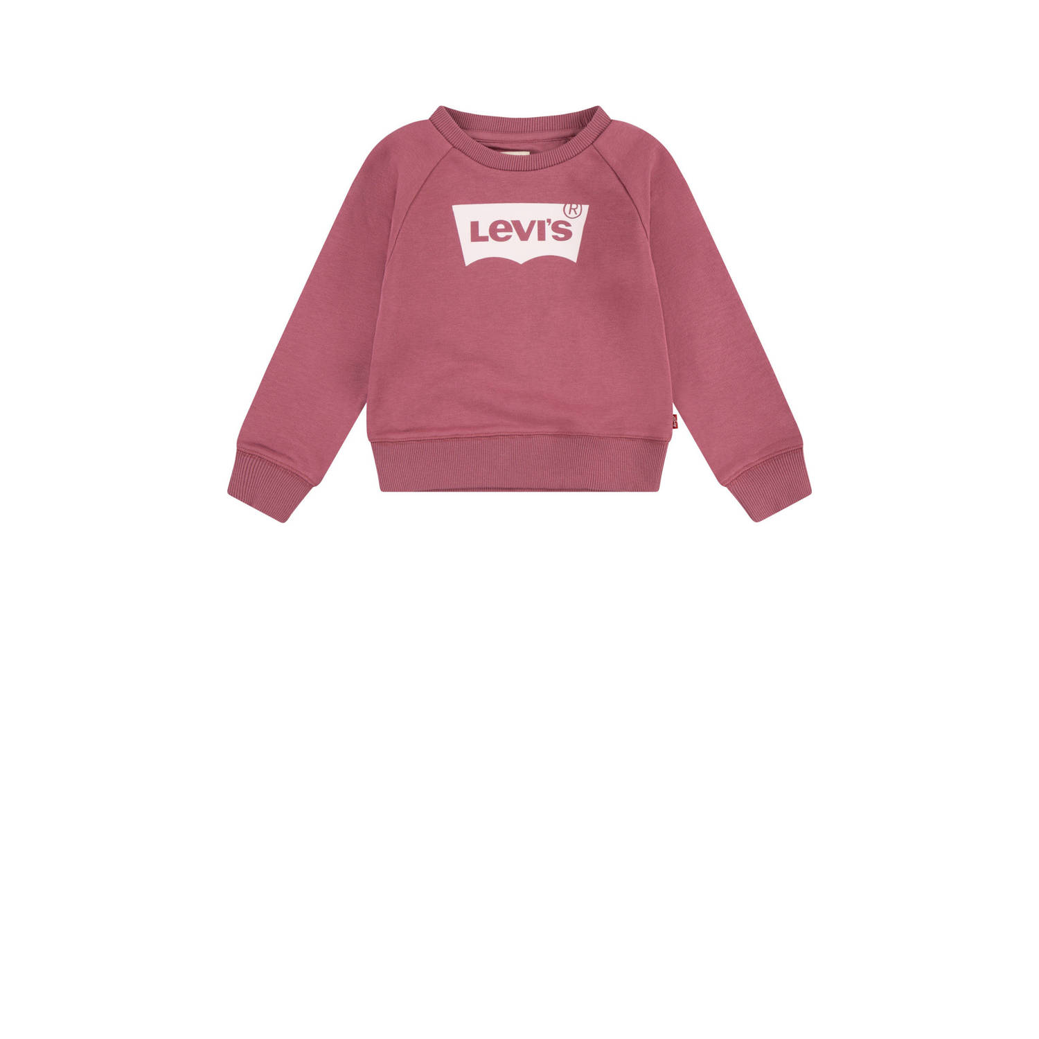 Levis Levi's Kids sweater Batwing met logo donkerroze Logo 128