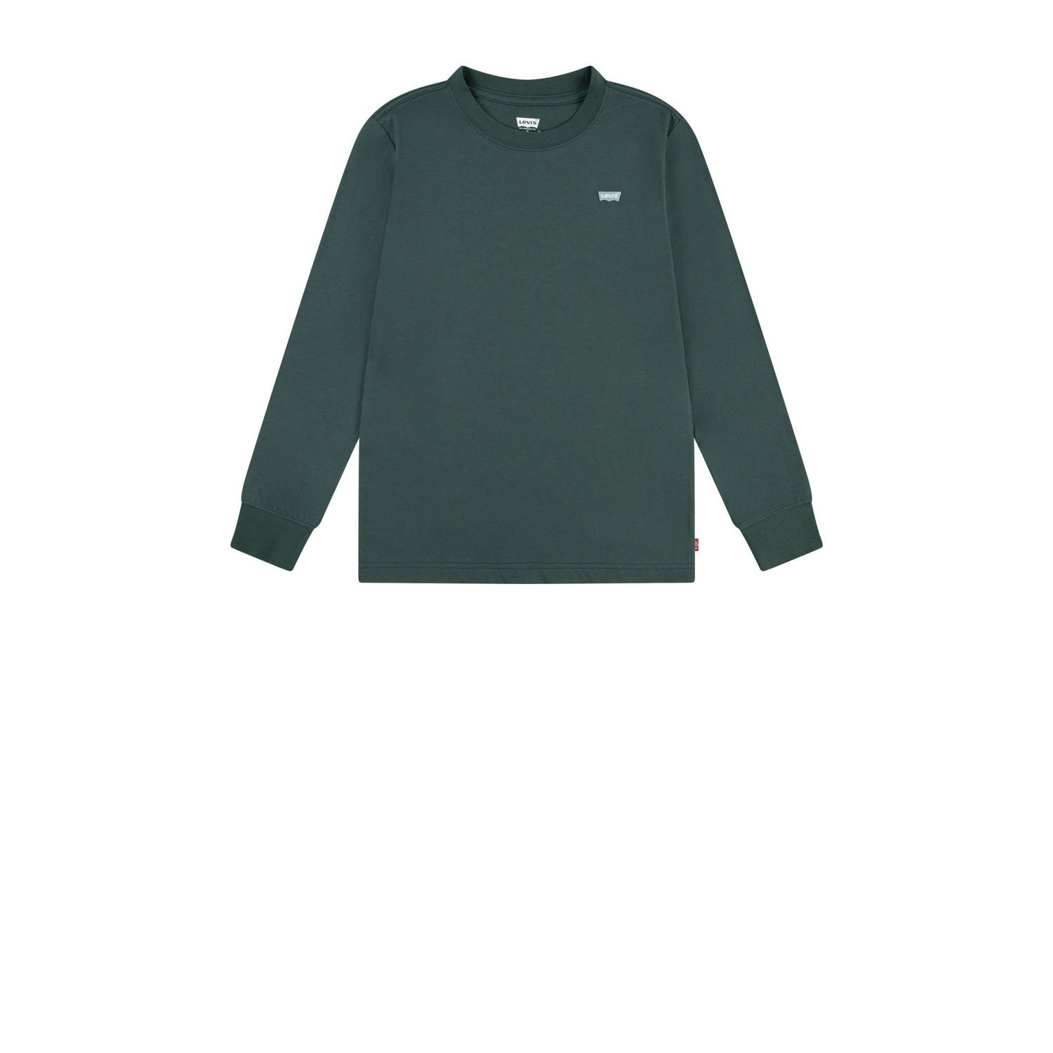 Levis Levi's Kids longsleeve donkergroen Wit Jongens Katoen Ronde hals Effen 116