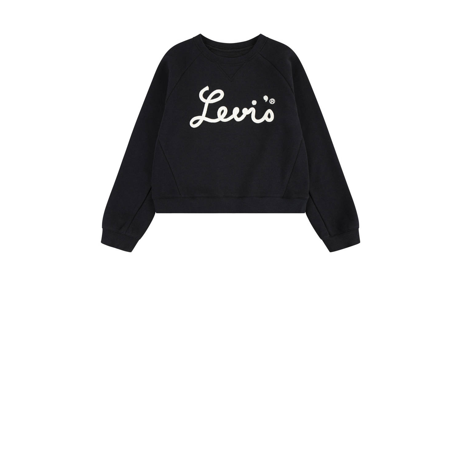 Levis Levi's Kids sweater MIXED TEXTURES met tekst zwart Tekst 116