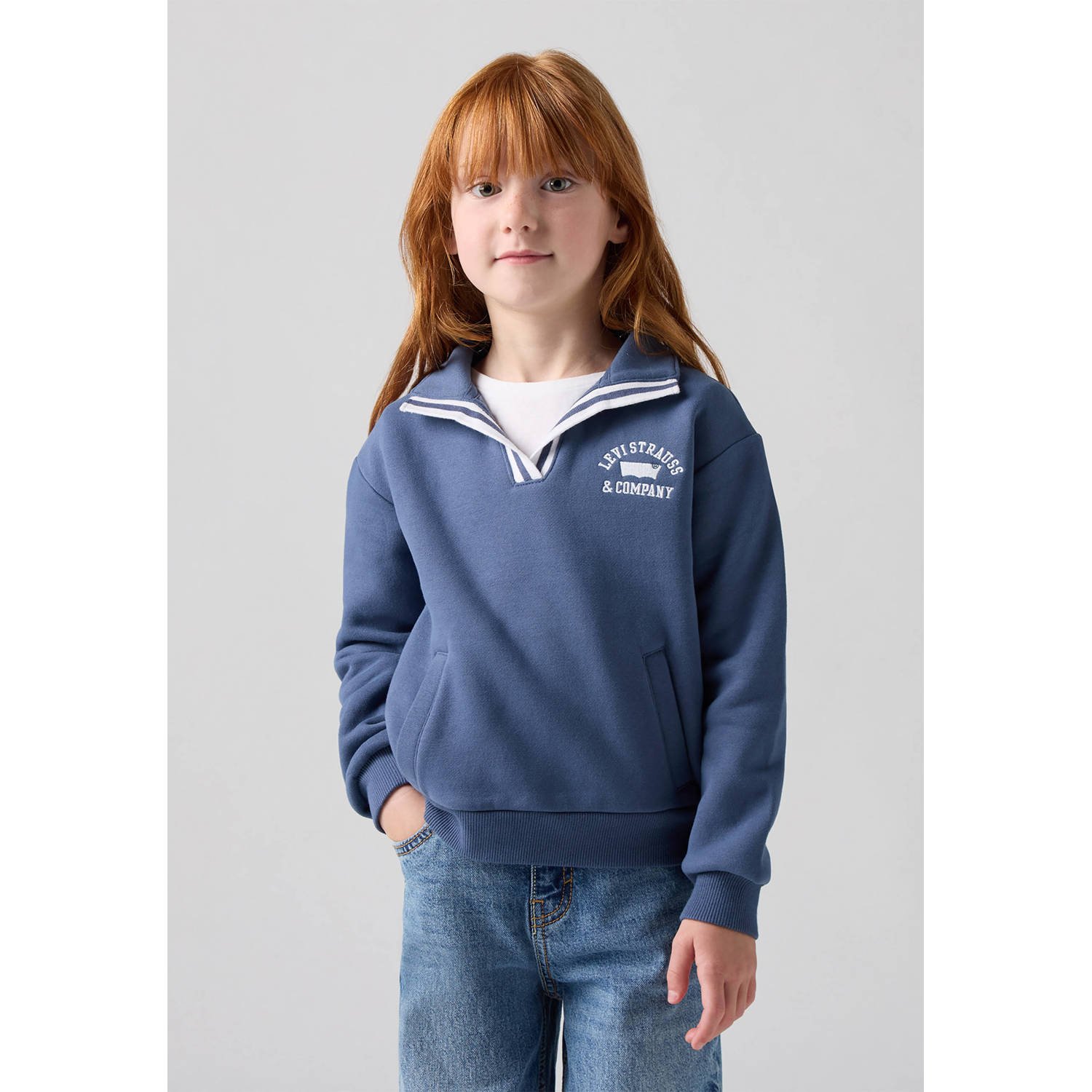Levis Levi's Kids sweater COLLEGIATE met printopdruk middenblauw wit Printopdruk 128