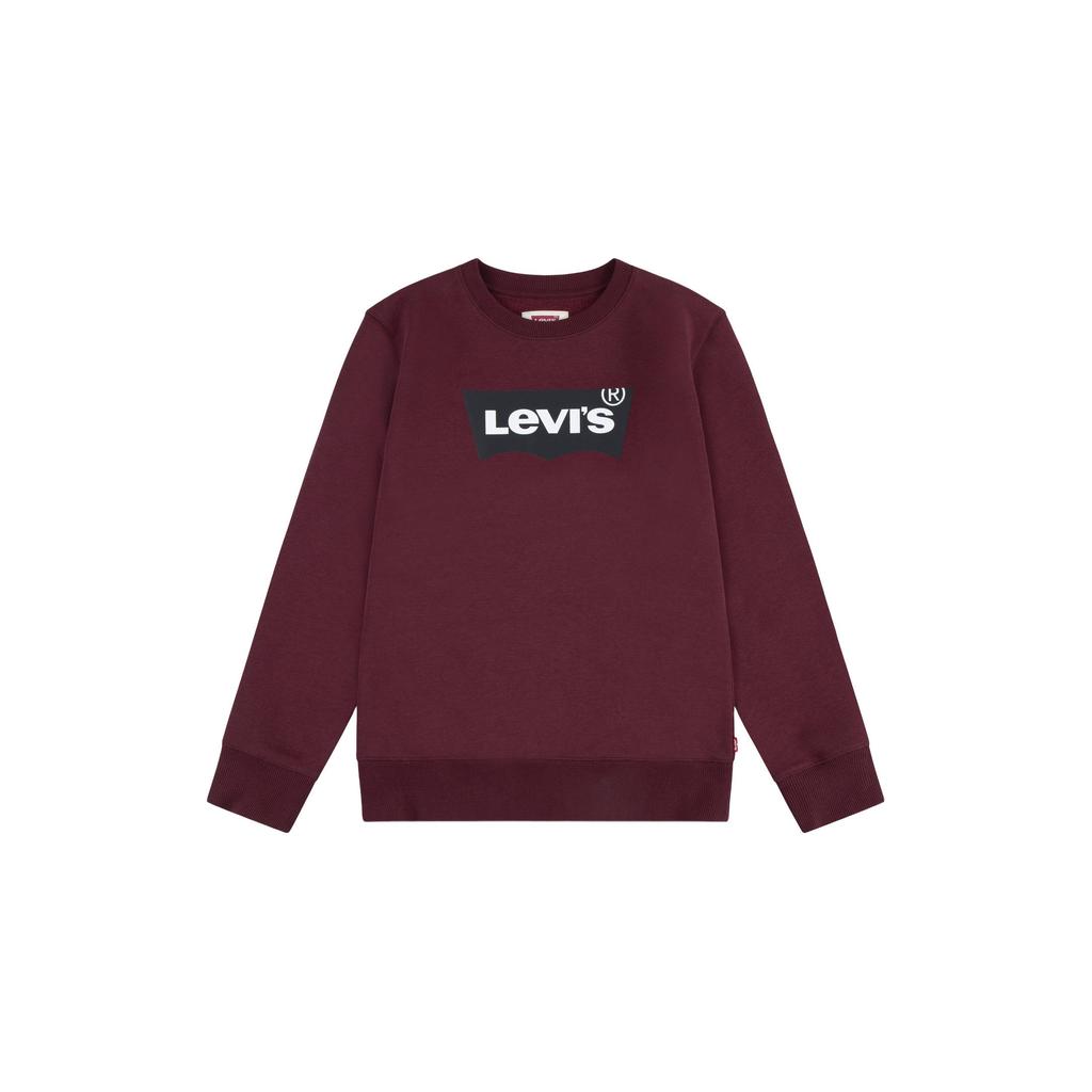 Bruine jongens Levi's Kids sweater Batwing met logo dessin, lange mouwen en ronde hals