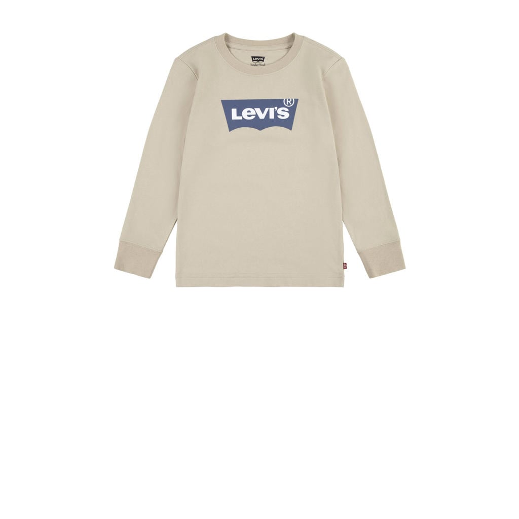 Beige jongens Levi's Kids longsleeve Batwing van katoen met lange mouwen en ronde hals