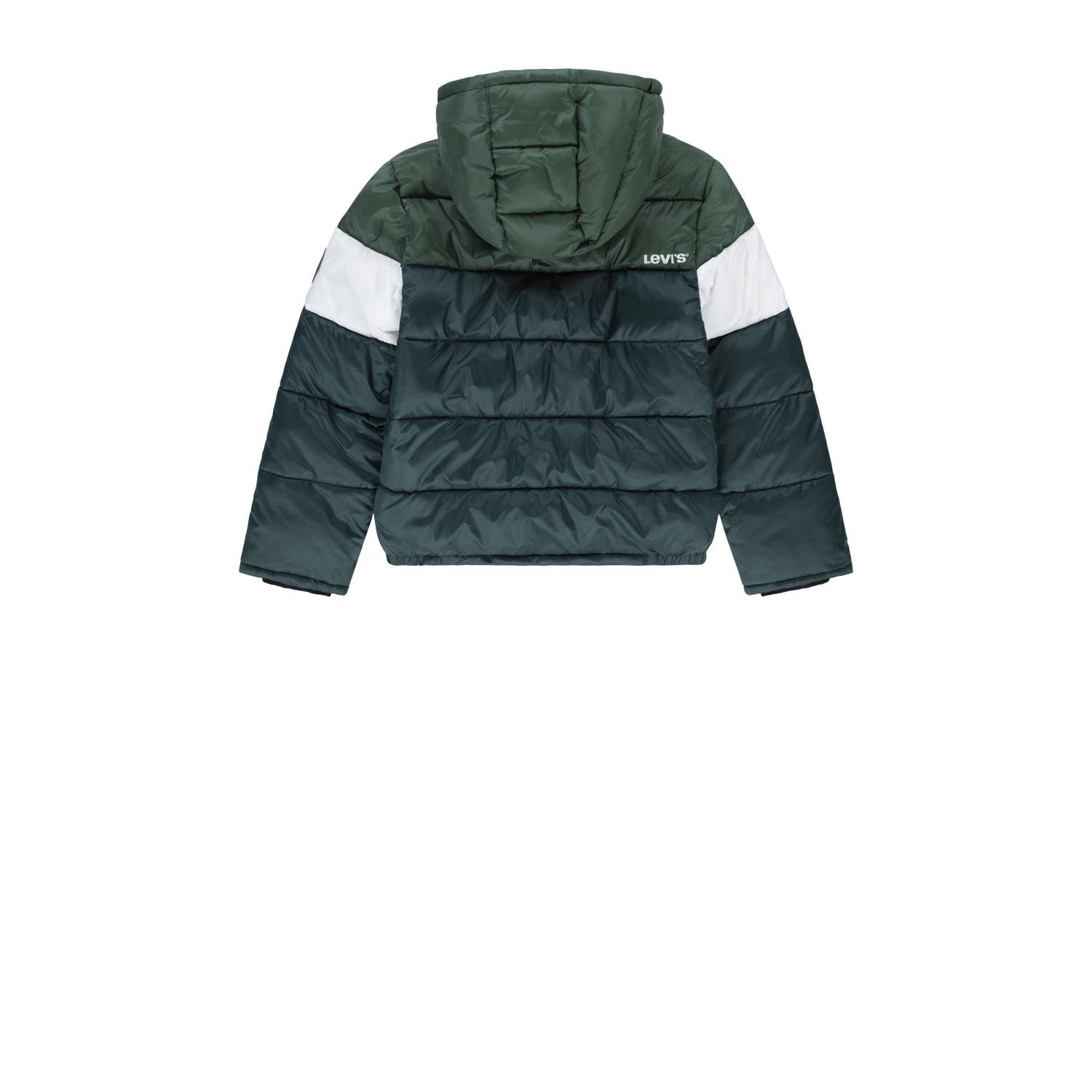 Levi's Kids gewatteerde winterjas COLOR BLOCK donkergroen wit groen
