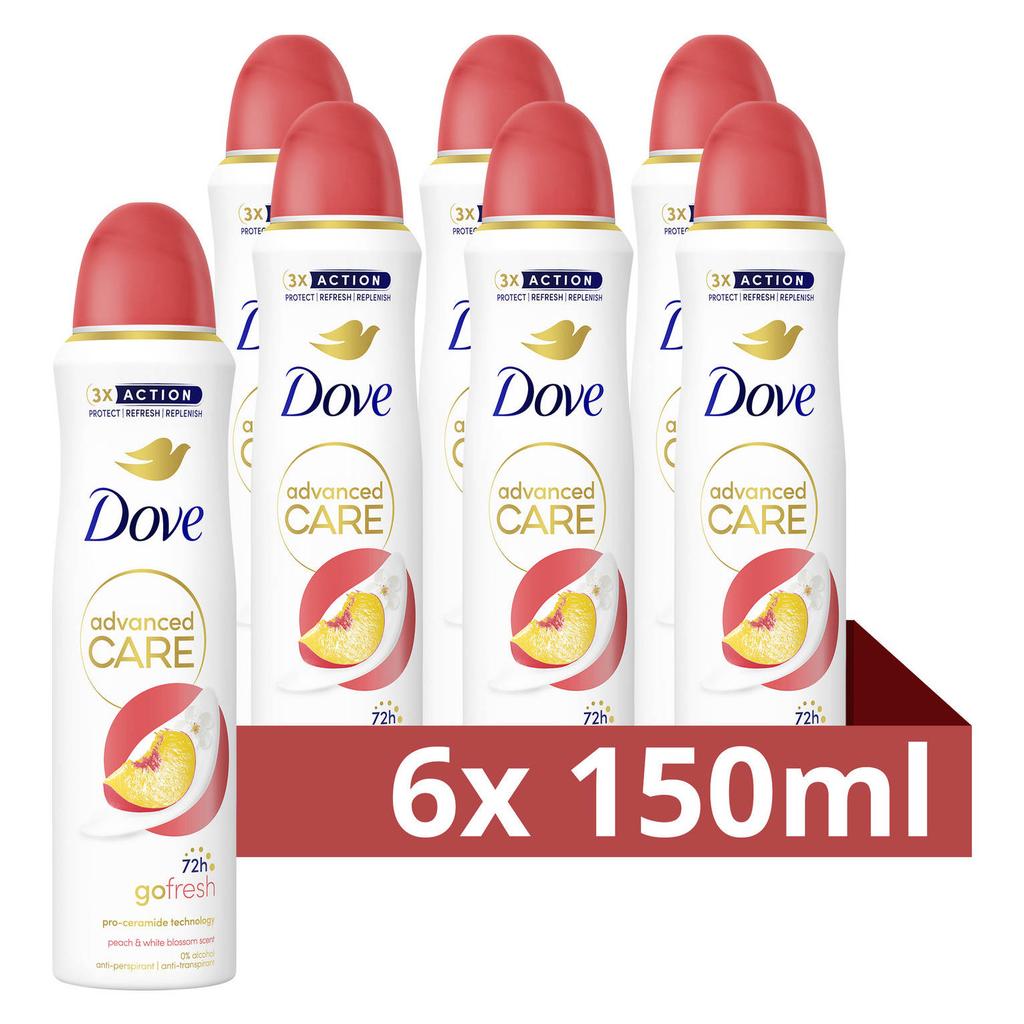 Dove Advanced Care Go Fresh Peach & White Blossom anti-transpirant deodorant spray - 6 x 150 ml