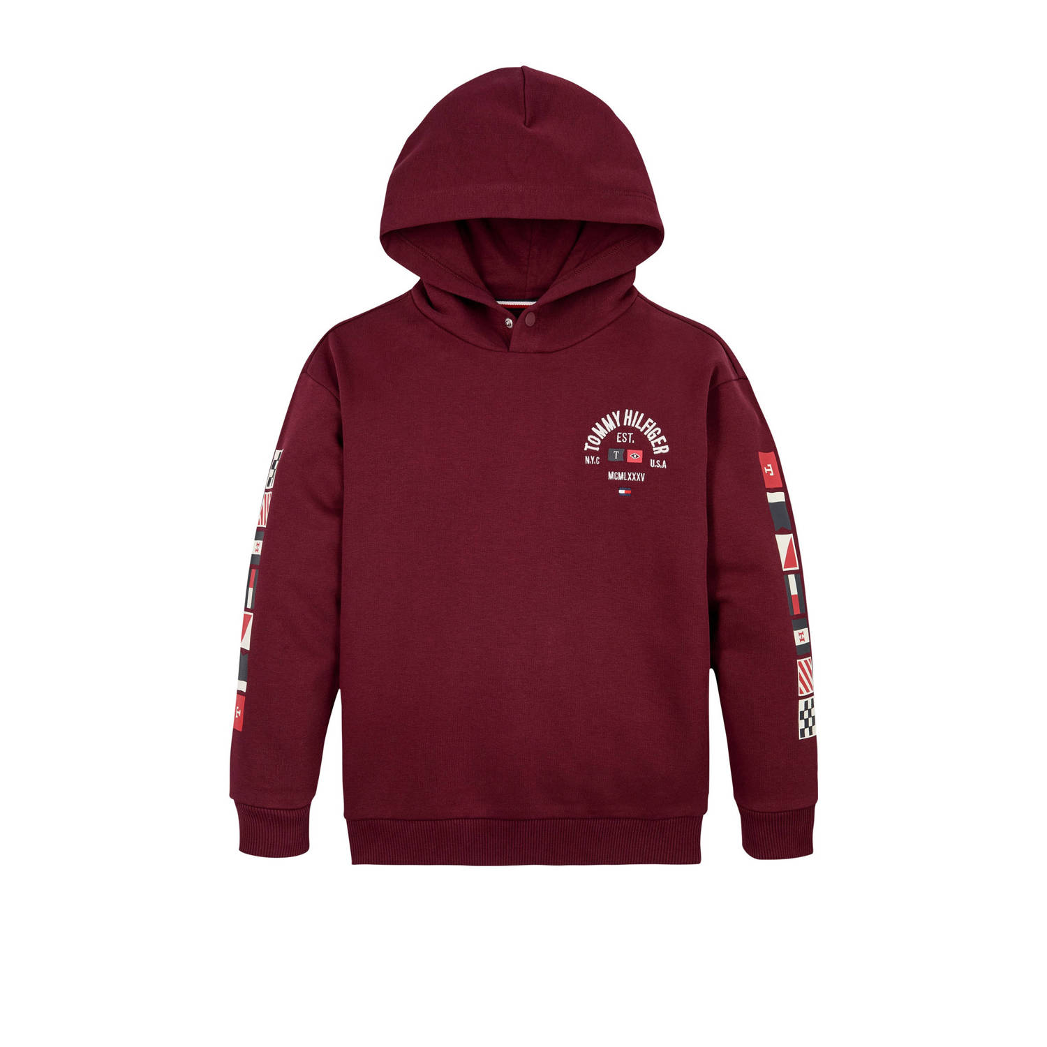 Tommy Hilfiger Teens Hoodie met labelstitching model 'FLAGS EMBROIDERED'