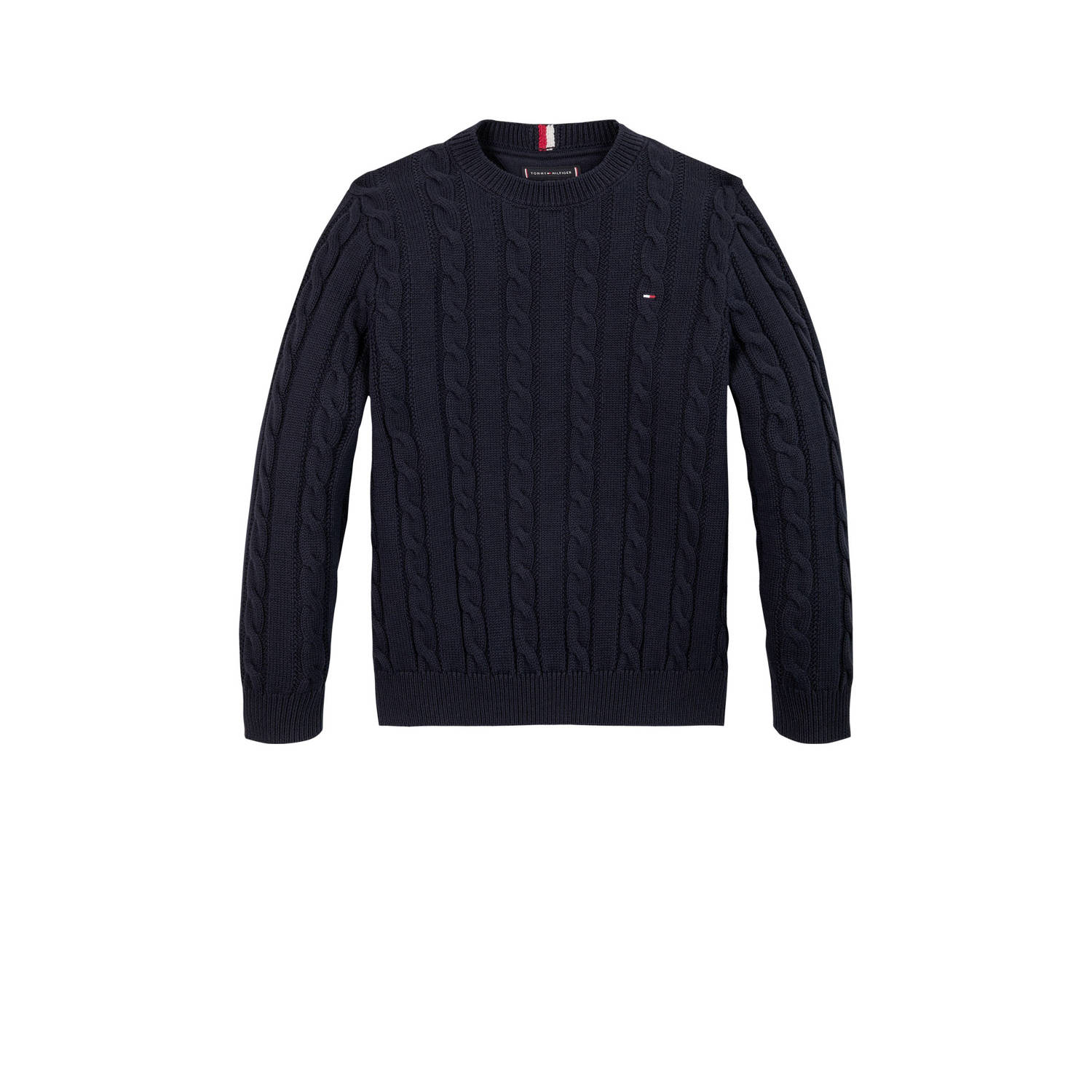 Tommy Hilfiger gebreide trui blauw Jongens Katoen Ronde hals Effen 140