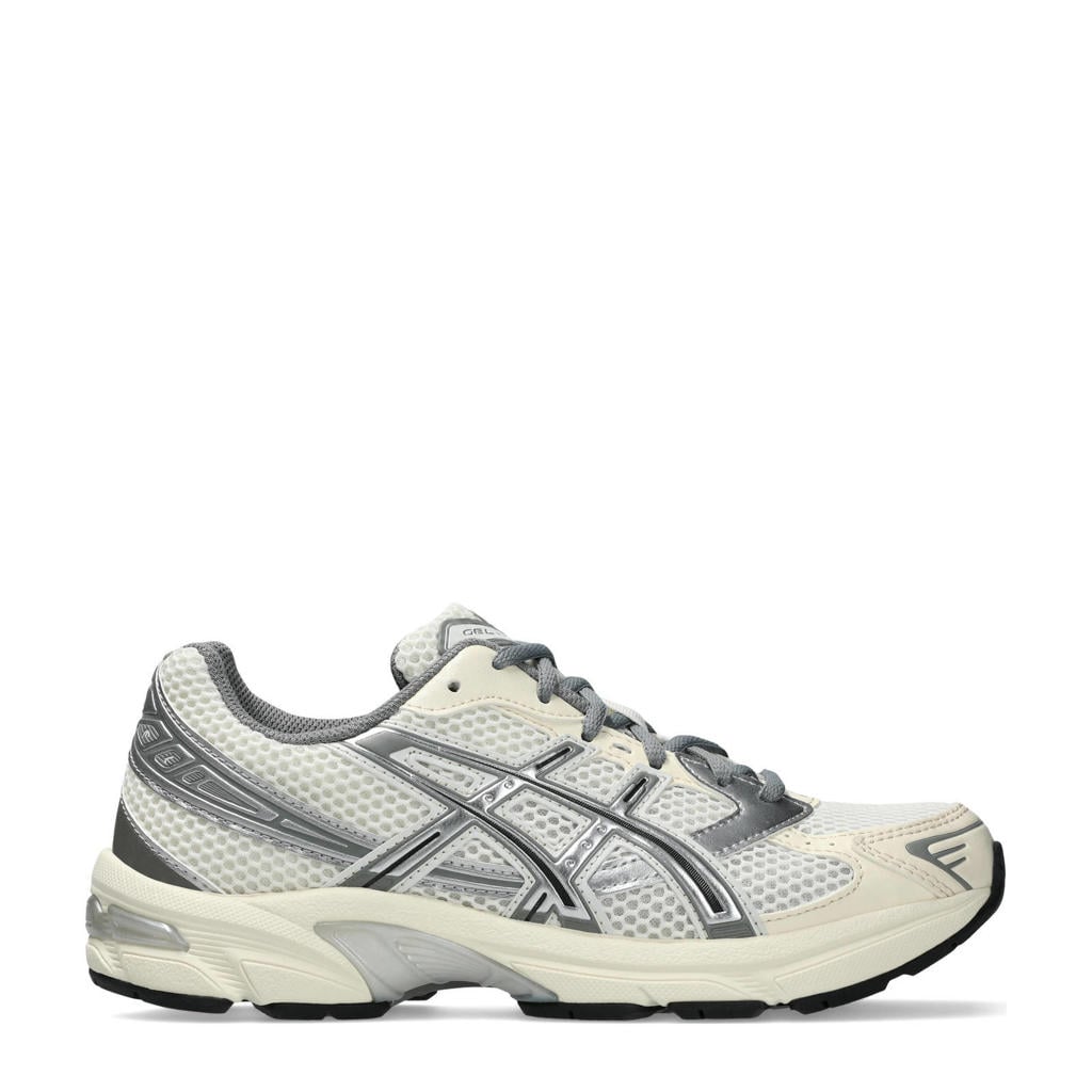 Ecru, grijs en zilverkleurige dames ASICS Gel-1130 sneakers van mesh met pu met veters