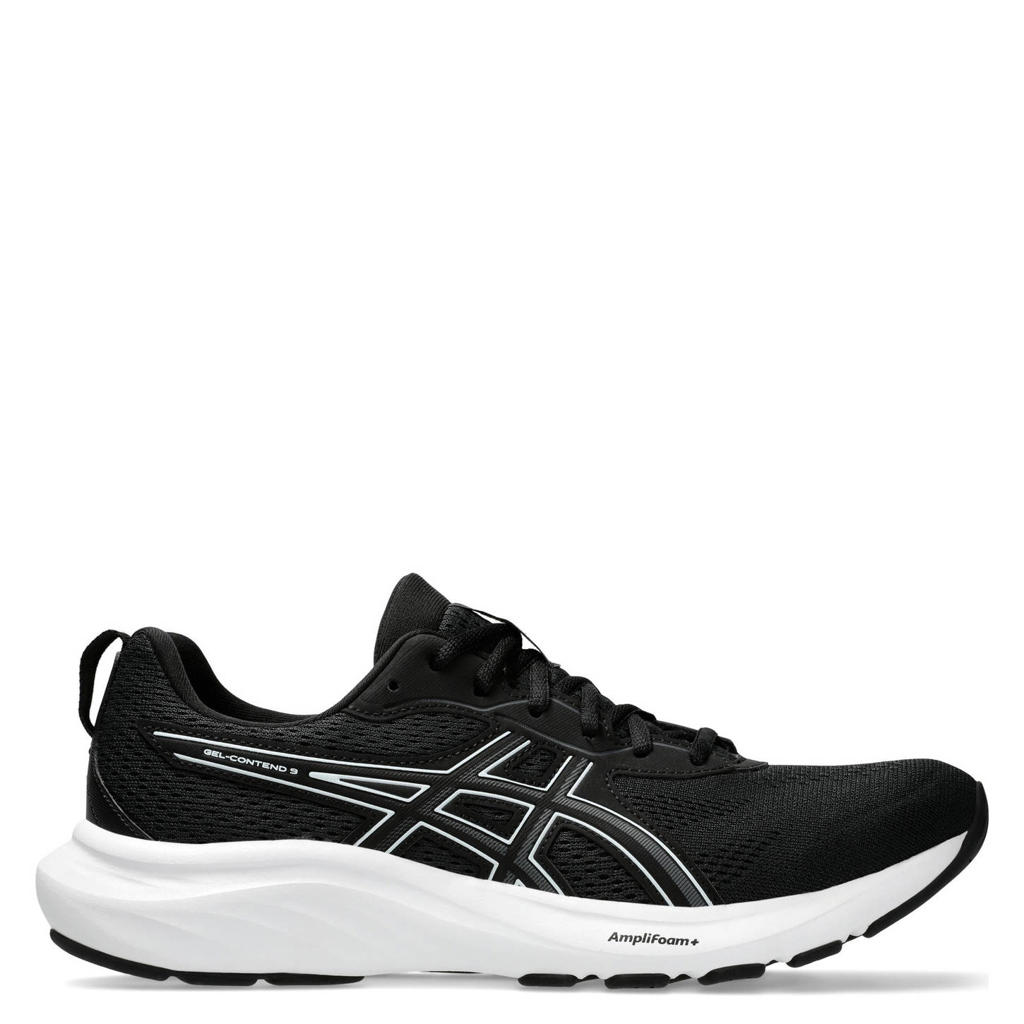 Zwart en witte heren ASICS Gel-Contend 9 hardloopschoenen van mesh-pu/voering: mesh/voetbed: eva met veters