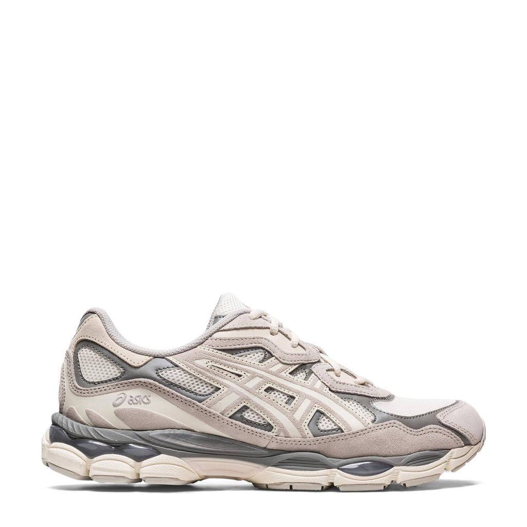 Beige en grijze heren ASICS Gel-NYC sneakers van mesh/suède met veters