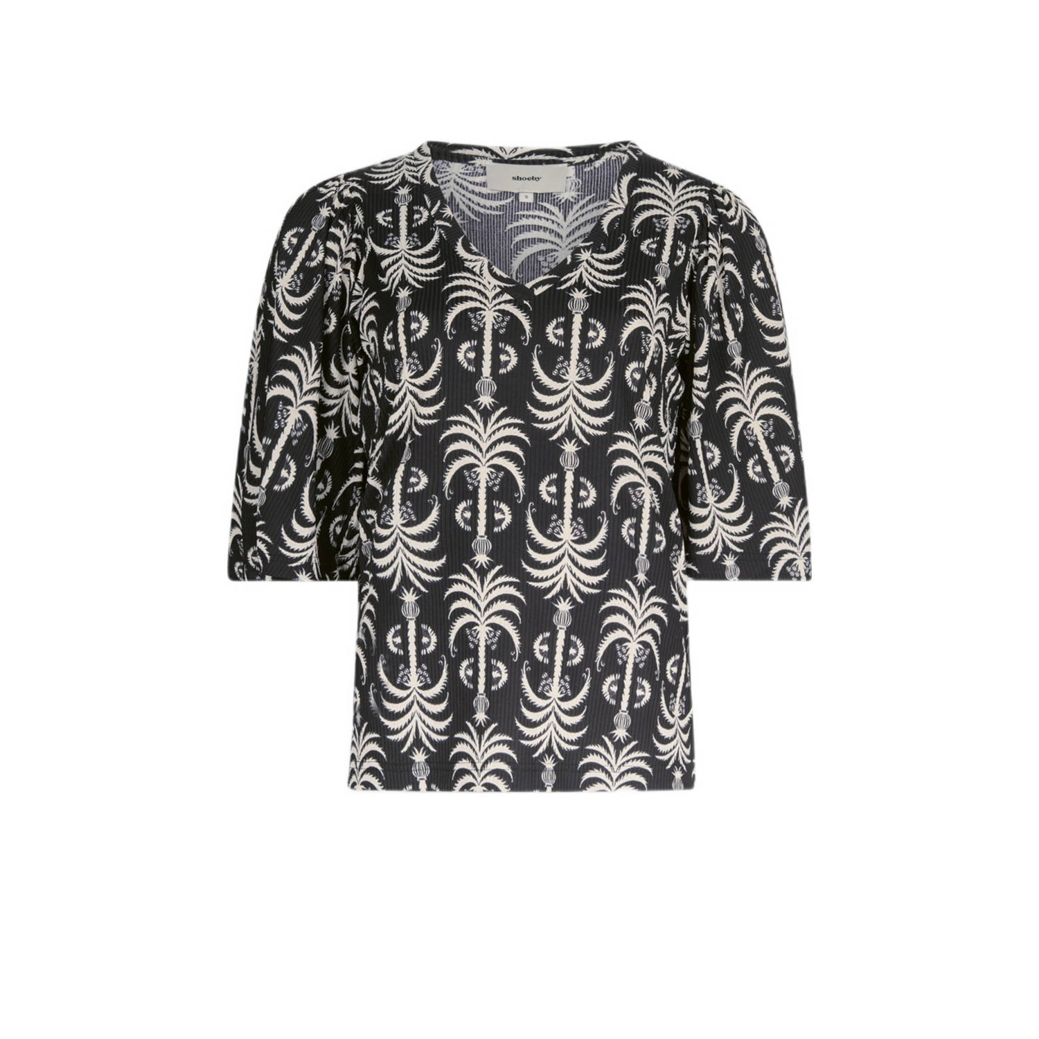 Shoeby top met all over print zwart ecru