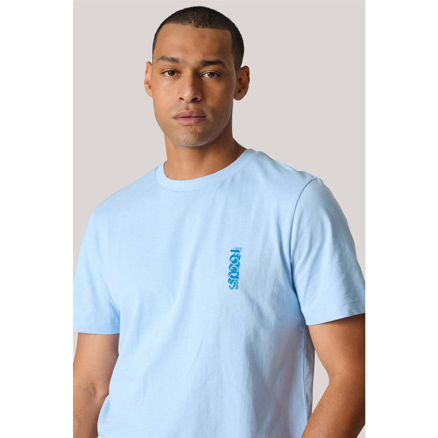 Shoeby regular fit T-shirt met printopdruk lichtblauw