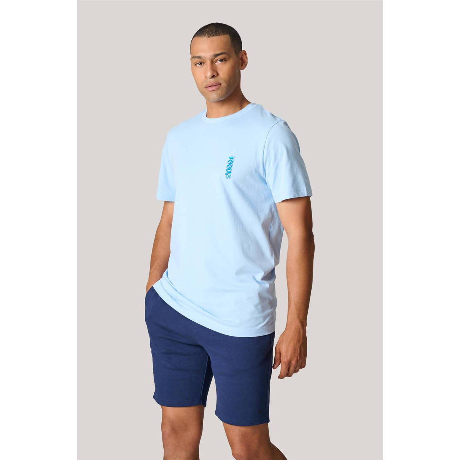 Shoeby regular fit T-shirt met printopdruk lichtblauw