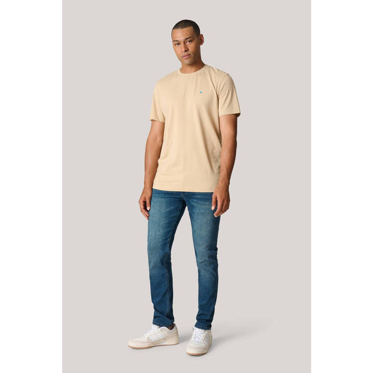 Shoeby regular fit T-shirt met printopdruk zand