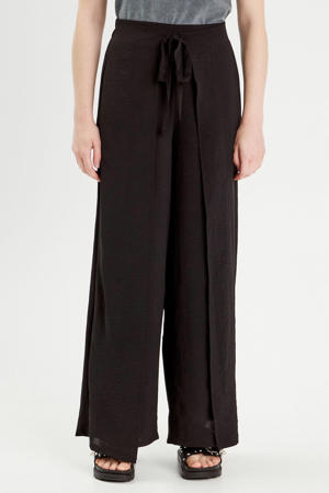 wide leg high waist broek zwart