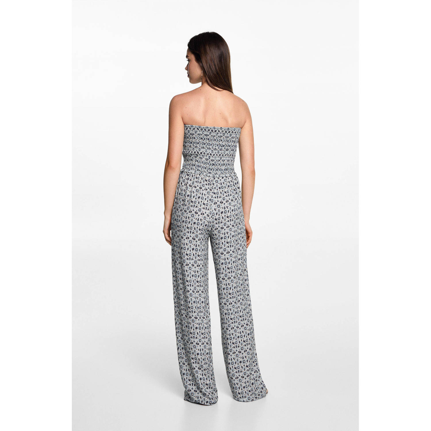 MANGO TEEN jumpsuit met all over print beige grijs
