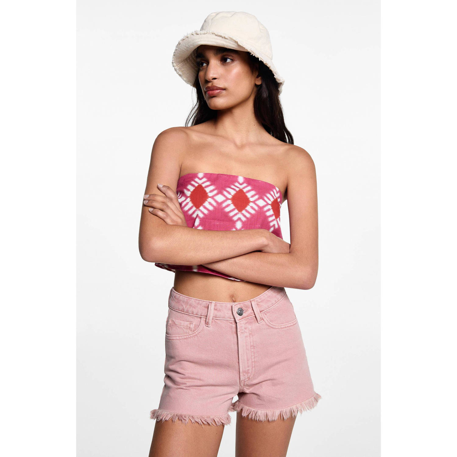 MANGO TEEN denim short lichtroze
